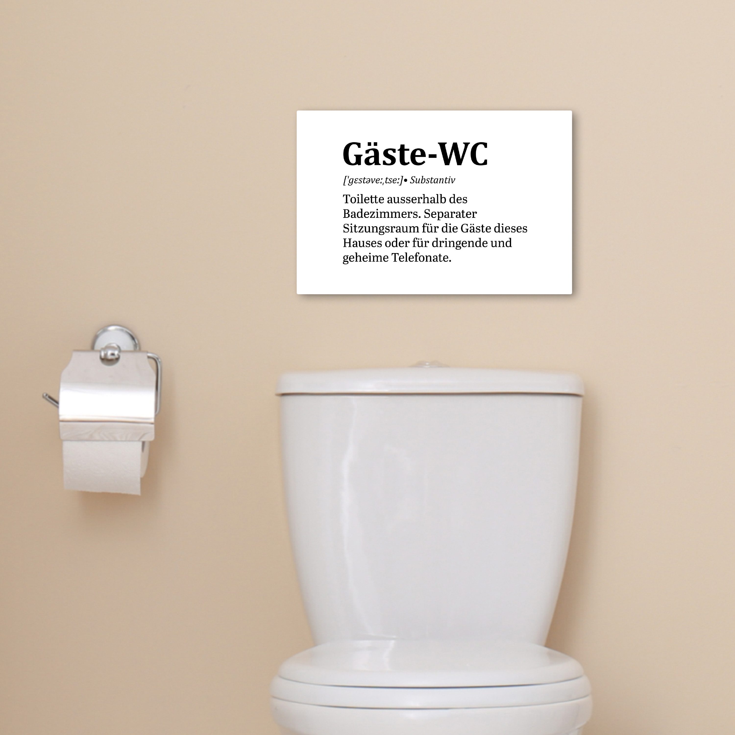 OneMillionCanvasses® Leinwandbild Zitat - Definition - Gäste-wc - Weiß, Fotodruck (1 St), Bilder für Badezimmer, Bad und Toiletten Deko, Bild WC 30x20 cm – Bild 5 von 5