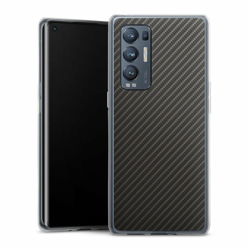 DeinDesign Handyhülle Metallic Look Muster Carbon Carbon, Oppo Find X3 Neo Silikon Hülle Bumper Case Handy Schutzhülle