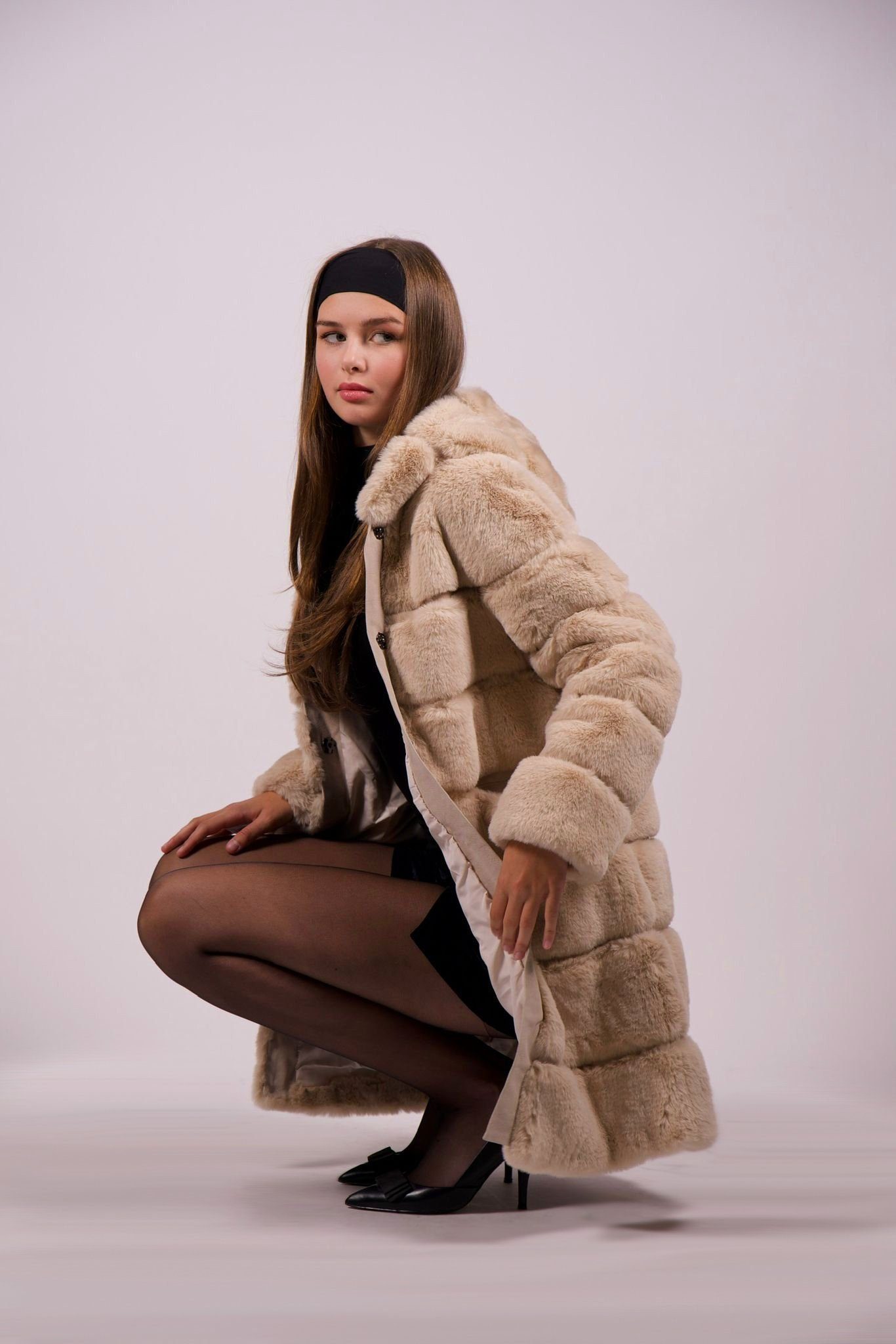 Cavosi beige in Mantel Antonio Winterjacke Web-Pelz