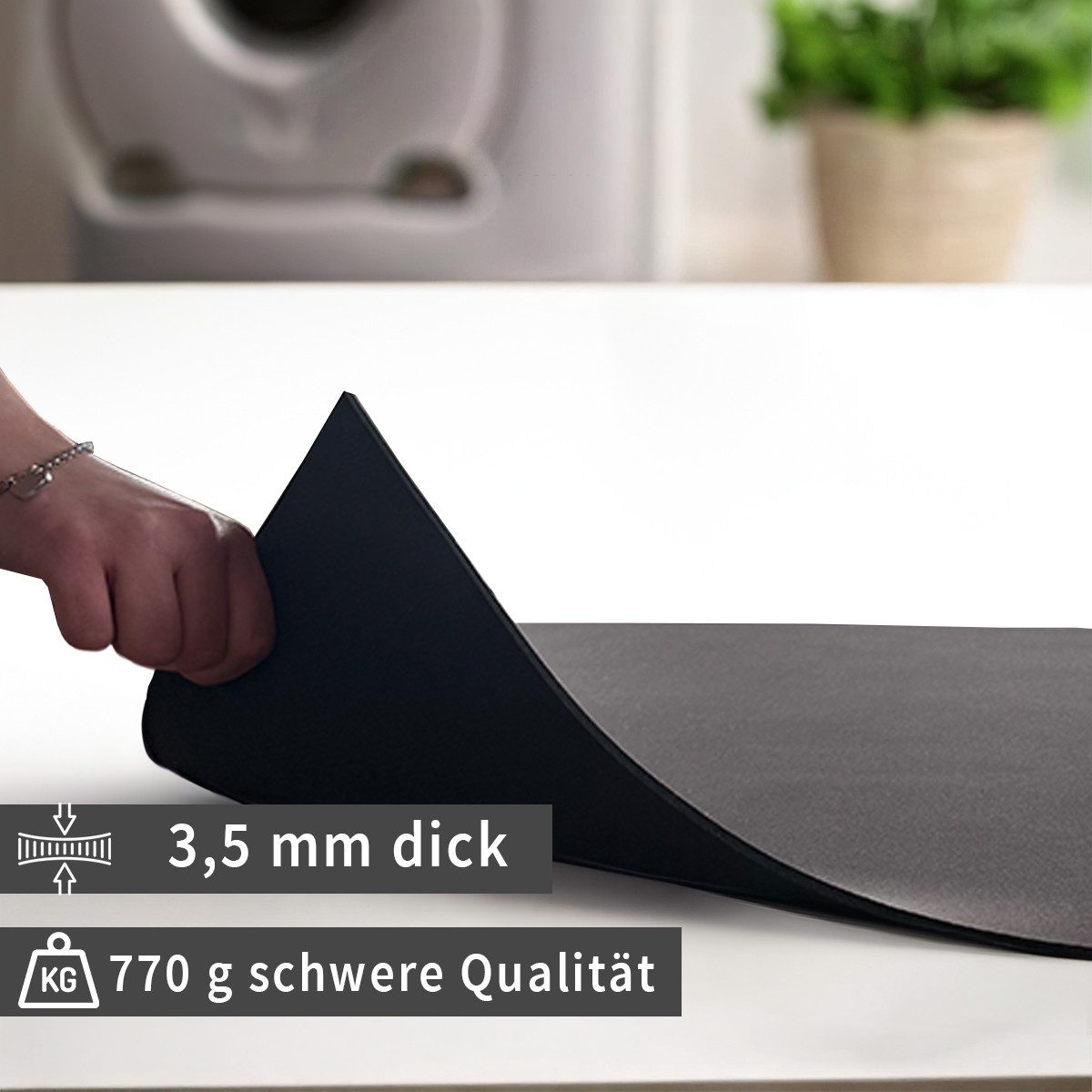Tabletop Antirutschmatte Waschmaschinen-Auflage schwarz rutschfest, waschbar, 1-St., Textil-Finish Gummi-Matte als Trockner Waschmaschinen-Unterlage – Bild 4 von 5