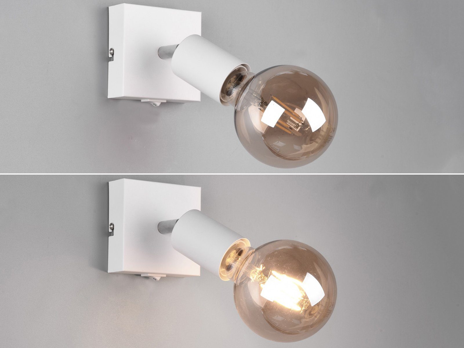 Reality Leuchten LED Wandstrahler, Dimmfunktion, LED wechselbar, Warmweiß, innen mit Schalter, kleine Nachttischlampe Wand-leuchte Bett, Weiß