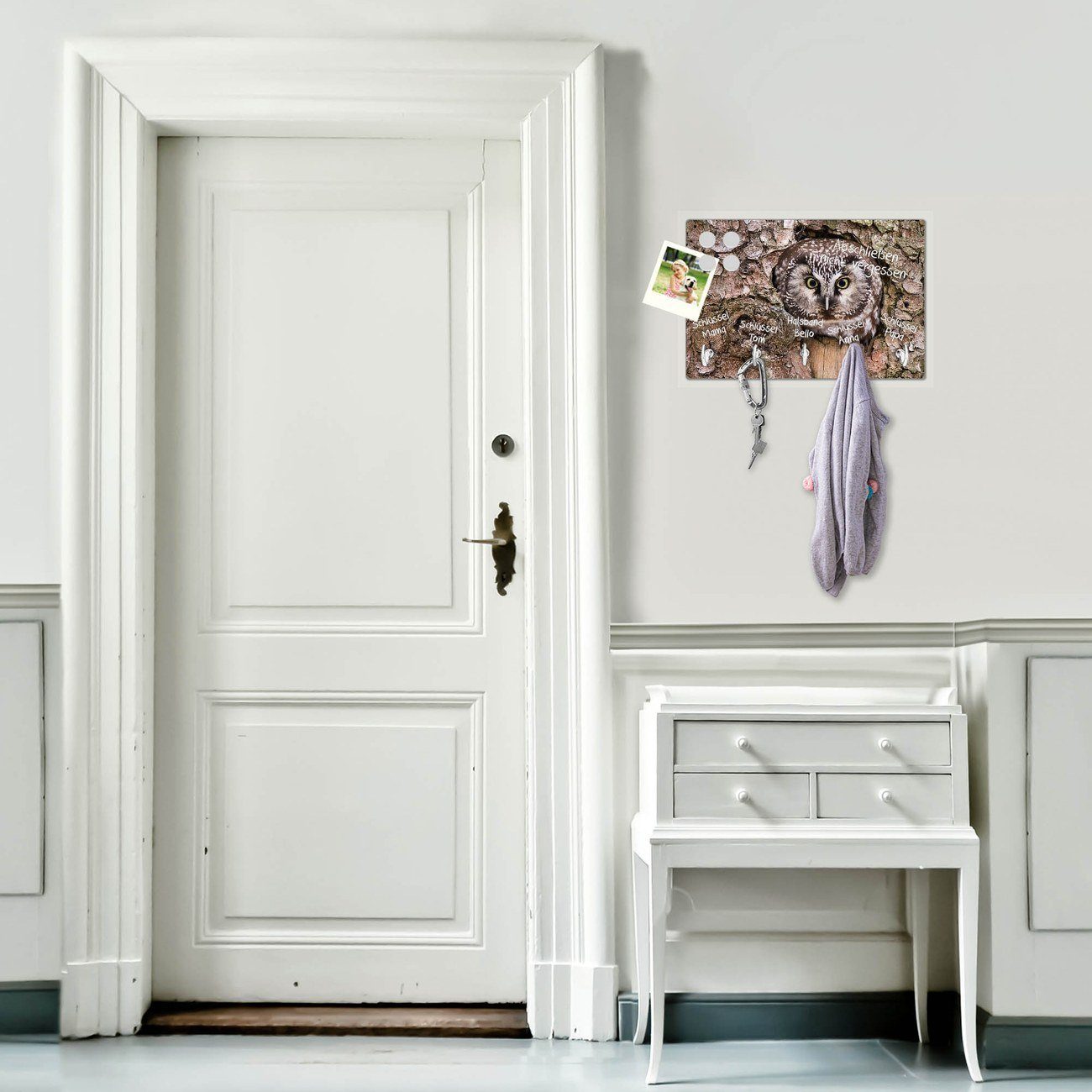 banjado Hakenleiste Motiv Eule, (5 chrom Haken)