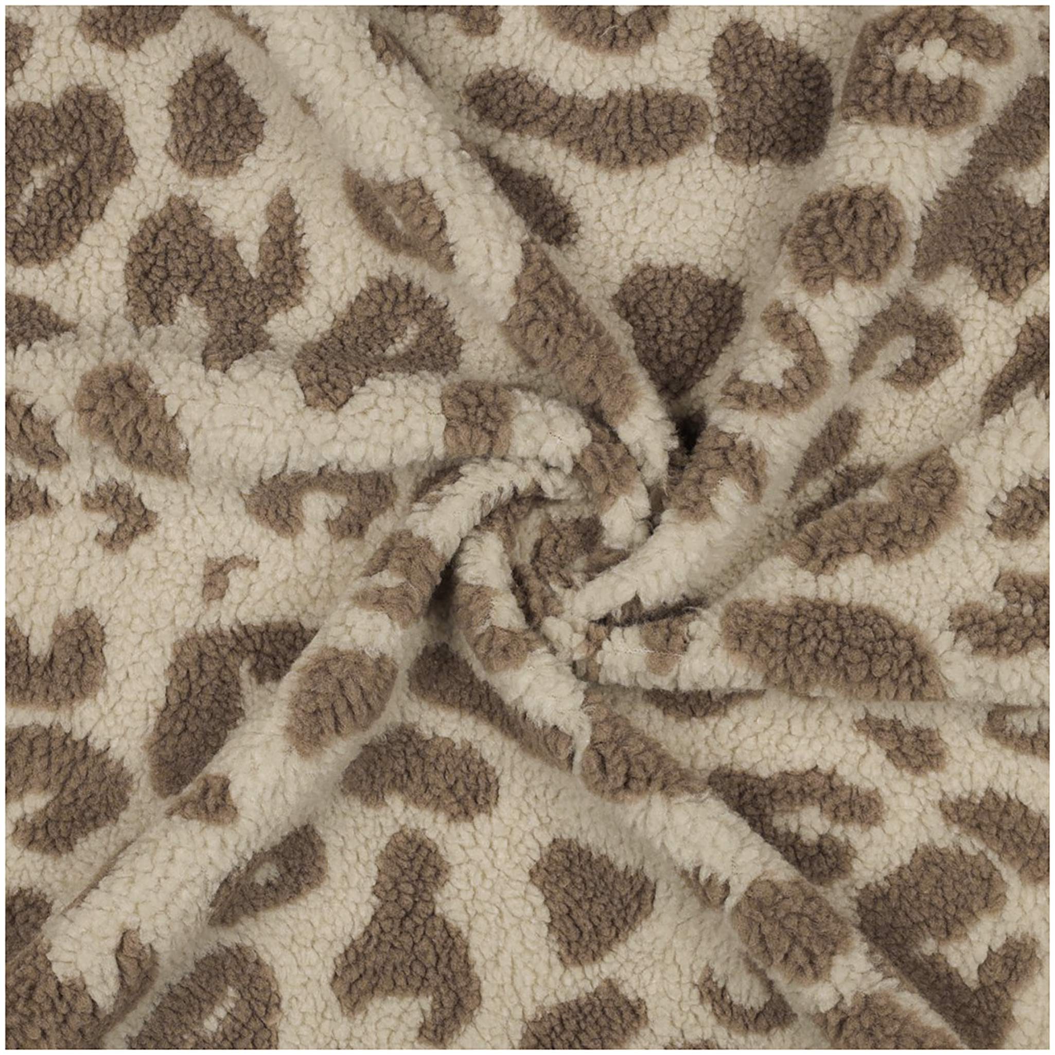 maDDma Stoff Teddystoff Jaquard Leopard Stoff Zuschnitt ab 0,5m Leoprint Kunstpelz