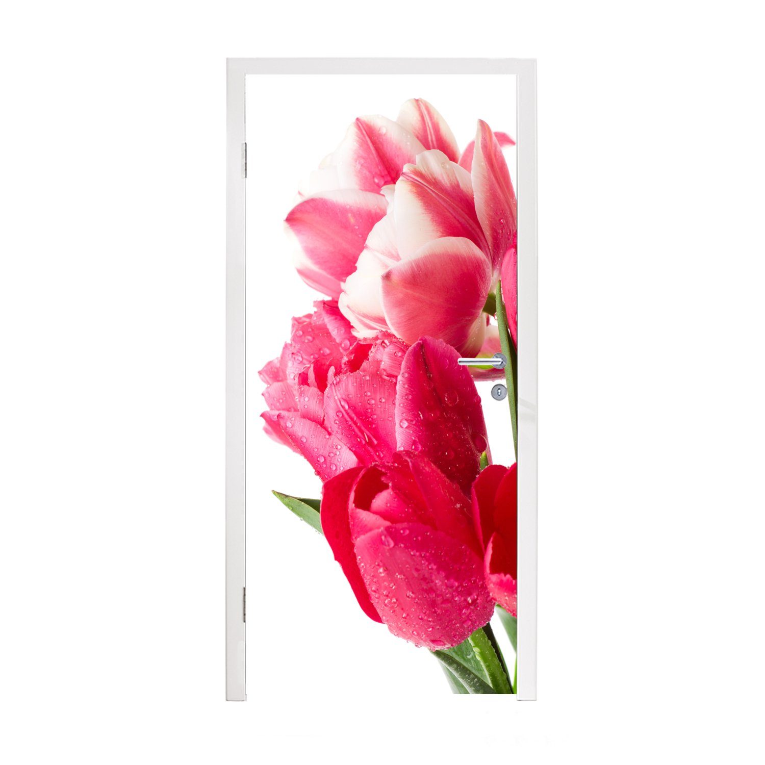 MuchoWow Türtapete Rosa für Matt, Fototapete bedruckt, cm Tür, St), 75x205 Türaufkleber, Tulpen, (1