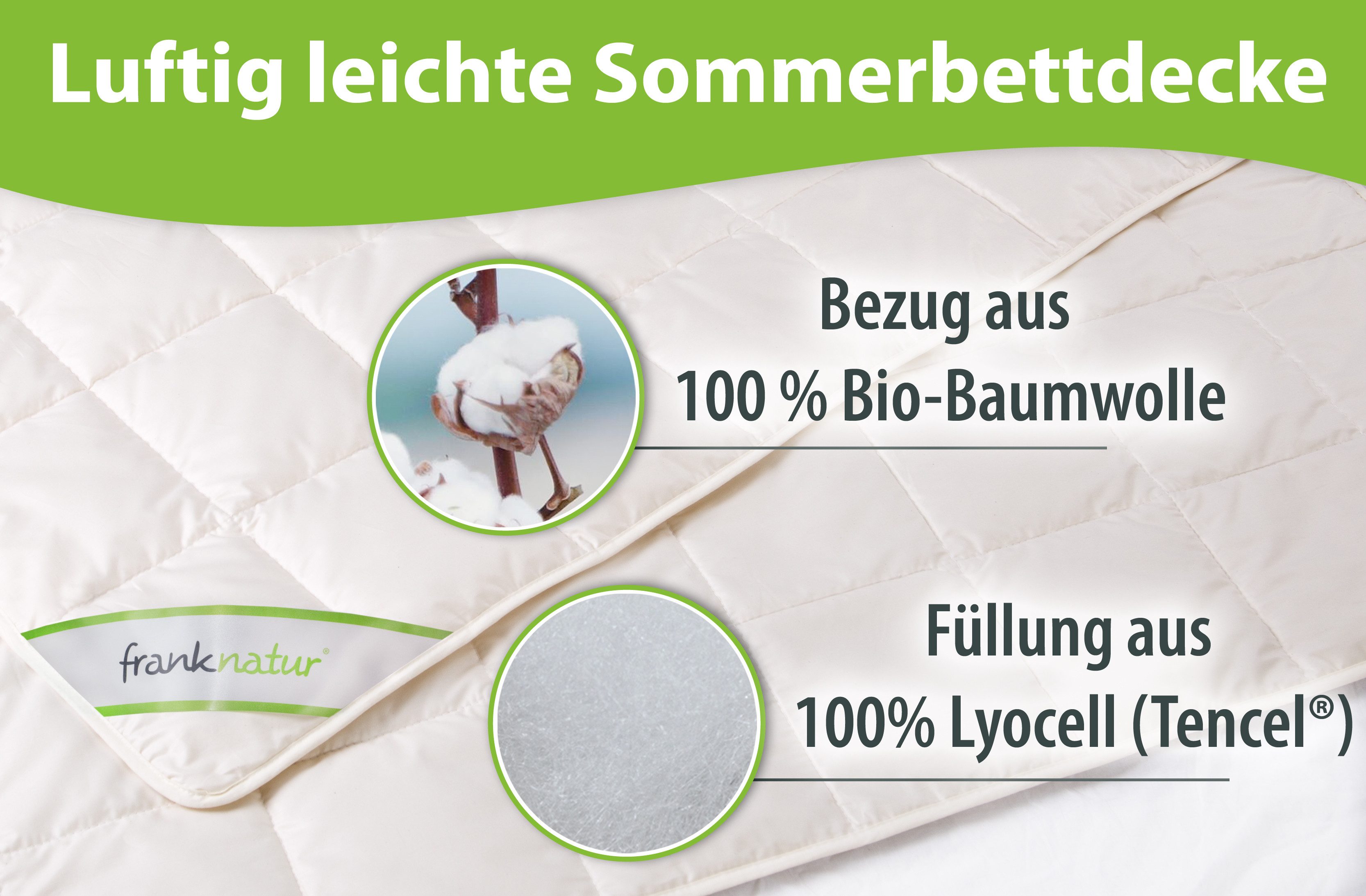 franknatur Naturfaserbettdecke Sommerdecke Lyocell Bio, Füllung: 100% Lyoce günstig online kaufen