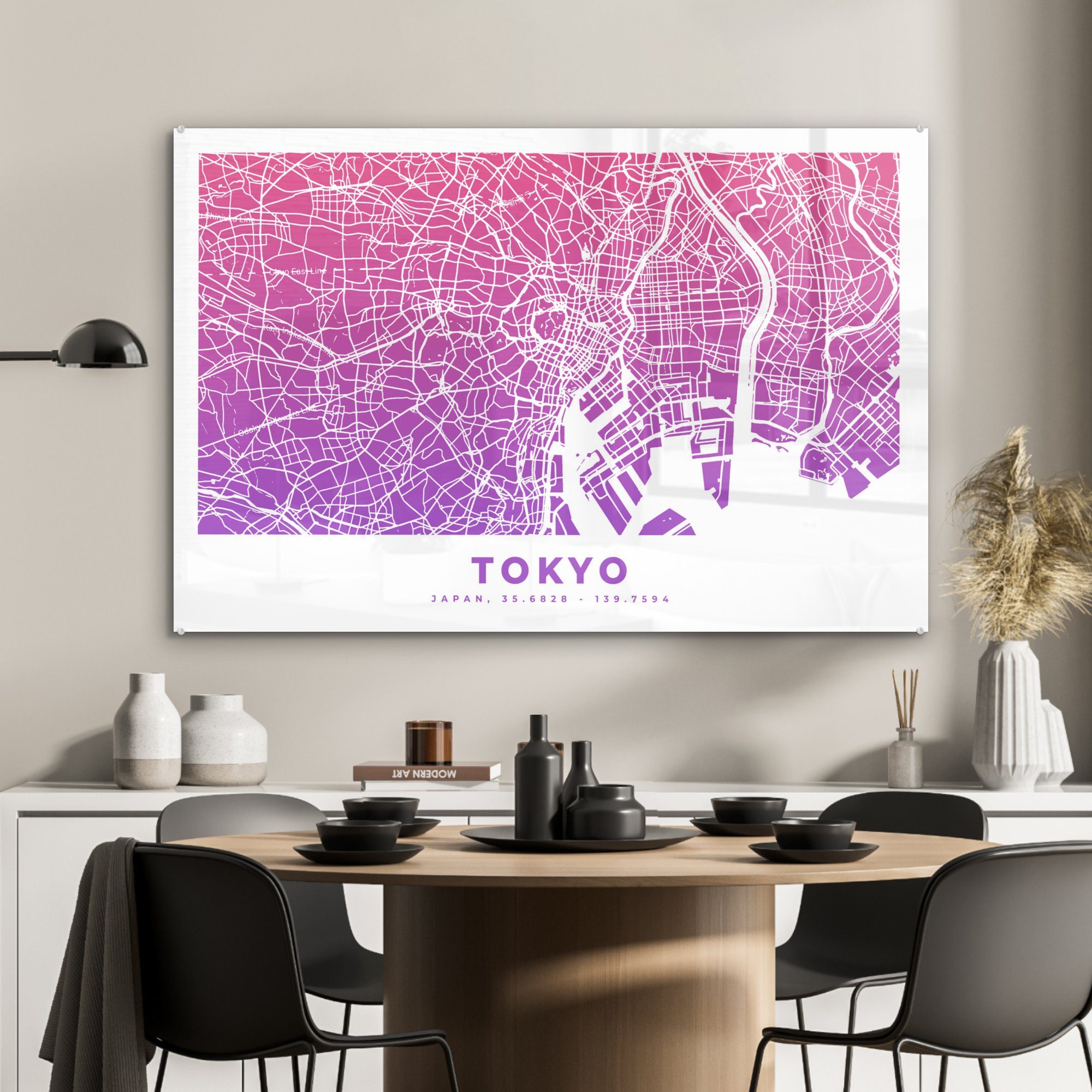(1 - Stadtplan, Acrylglasbild MuchoWow & St), Japan Schlafzimmer - Wohnzimmer Acrylglasbilder Tokio
