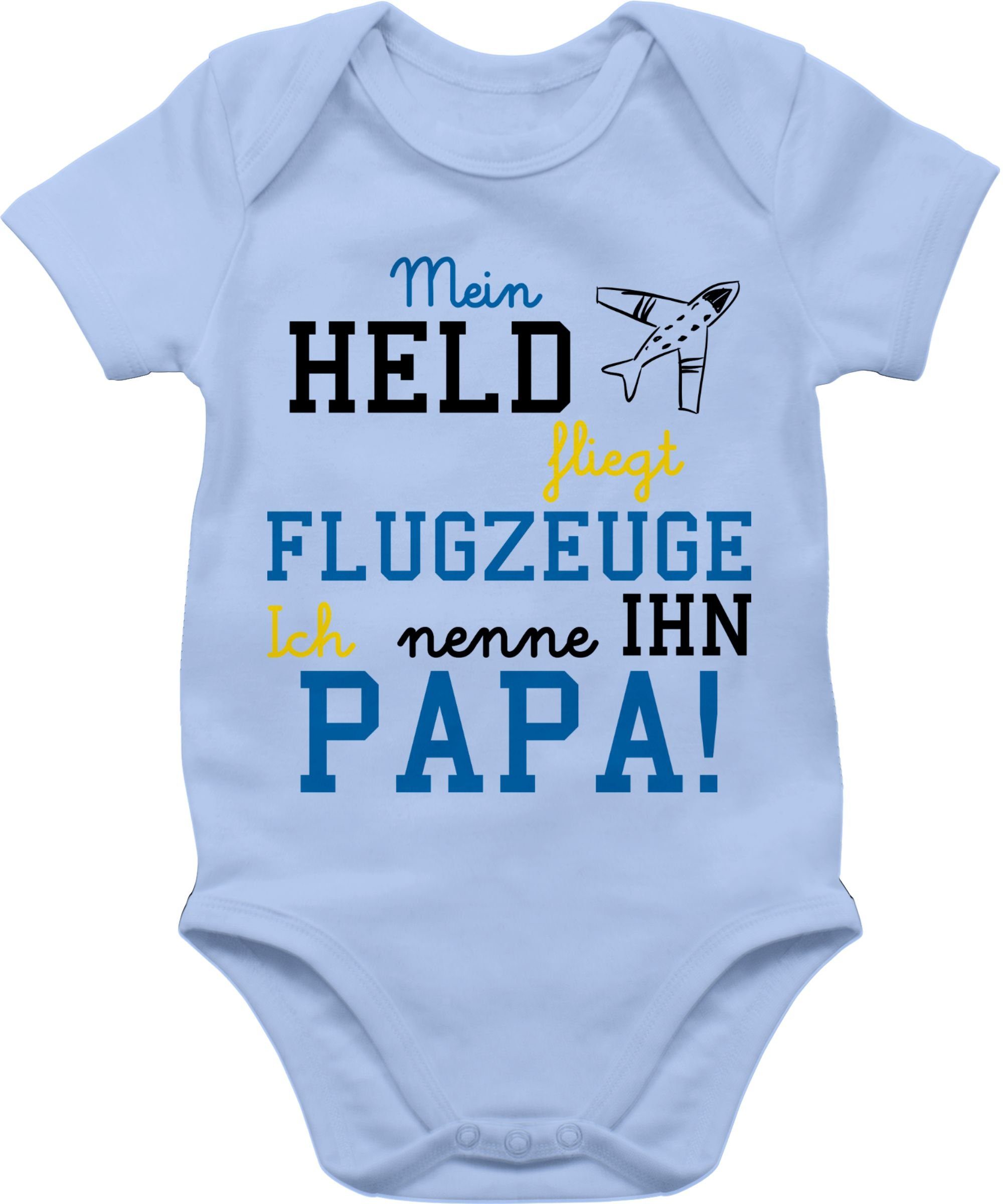 Shirtracer Shirtbody Mein Held fliegt Flugzeuge Sprüche Baby