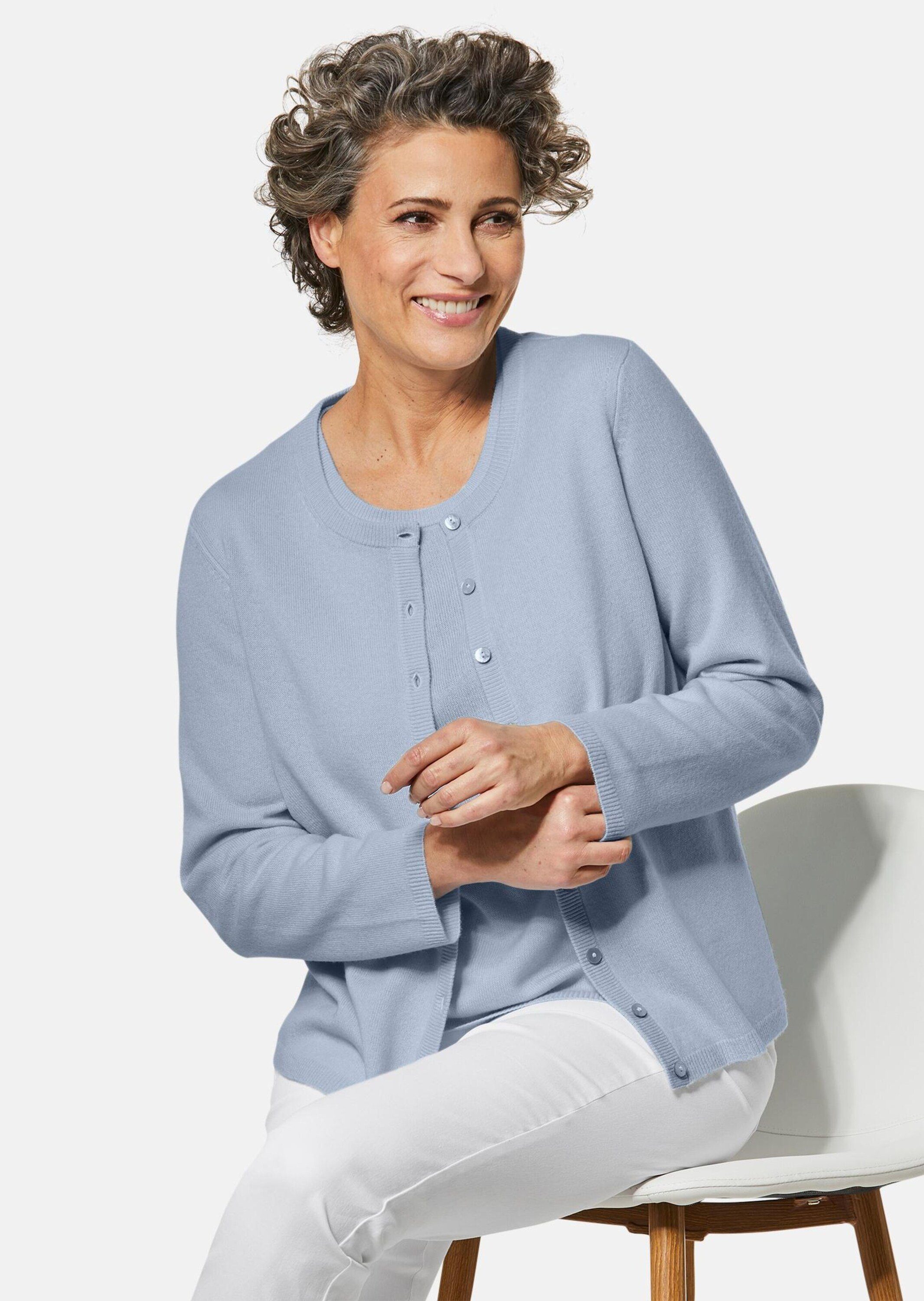 GOLDNER Strickjacke Eleganter Herbstcardigan mit Rundhals Weiche Strickjacke mit Rippenabschlüssen, Knopfleiste und Langarm – Bild 4 von 5