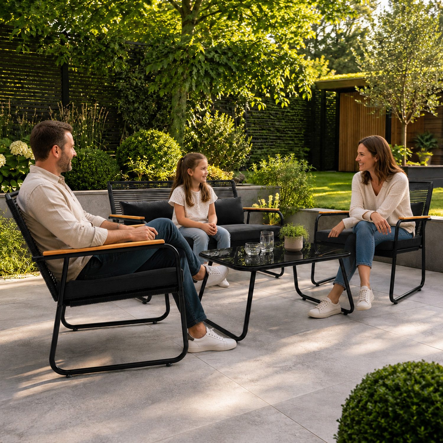 GARMIO Eckdusche Sitzgruppe Gartenlounge Set RIMINI, wetterfest und belastbar – Bild 5 von 5