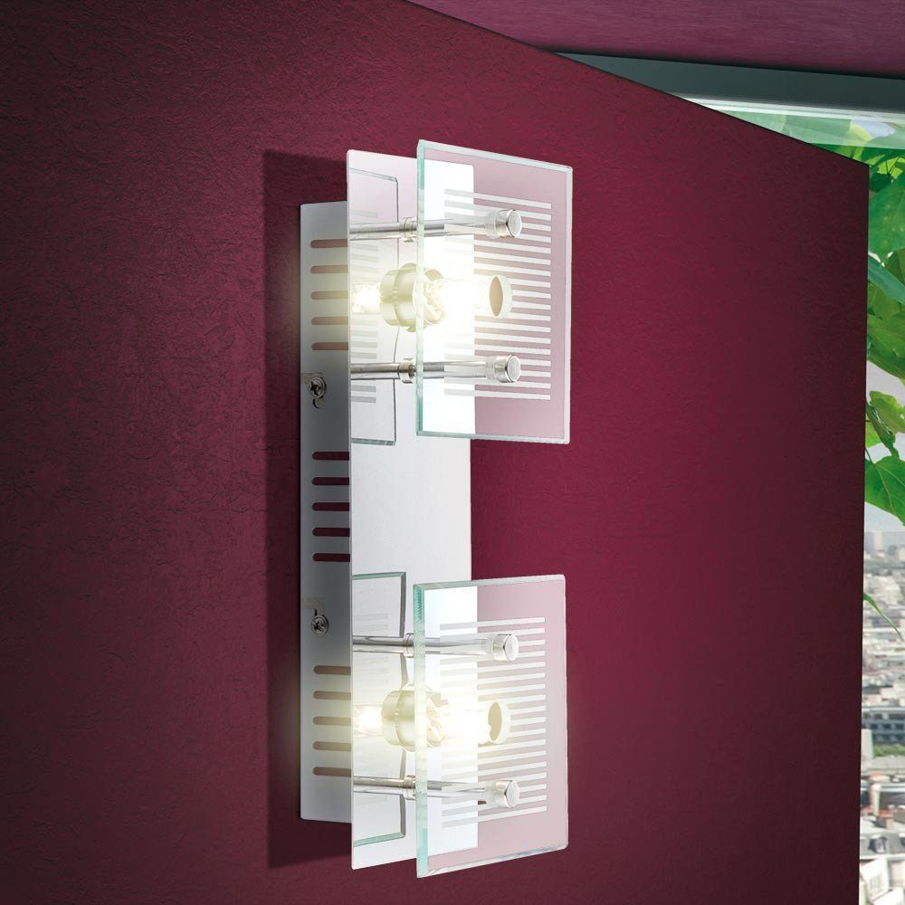 LED Watt Wandleuchte, LED Leuchte Beleuchtung Decken Chrom- etc-shop Warmweiß, Leuchtmittel Lampe 3,8 inklusive, Wand Glas