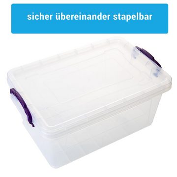 Centi Allzweckkiste Aufbewahrungsboxen, Transparent Plastikbox mit Deckel (Spar Set, 6 St., 30L x 20B x 13.5H cm 5 Liter), Aufbewahrungsboxen, Transparent Plastikbox mit Deckel Lebensmittelecht