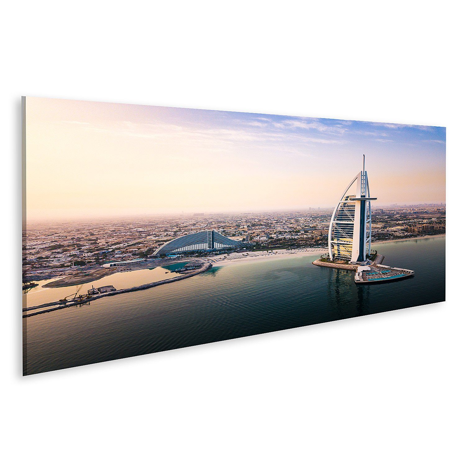 islandburner Leinwandbild Bild auf Leinwand Dubai Seaside Skyline und Burj Al Arab Luxushotel be