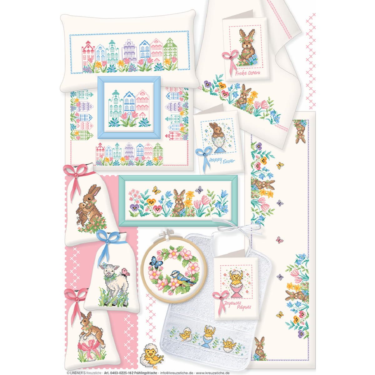 Lindner´s Kreuzstiche Kreativset Lindner´s Kreuzstich Zählmuster Vorlage "Frühlingsfrische", 162, (embroidery kit by Marussia)