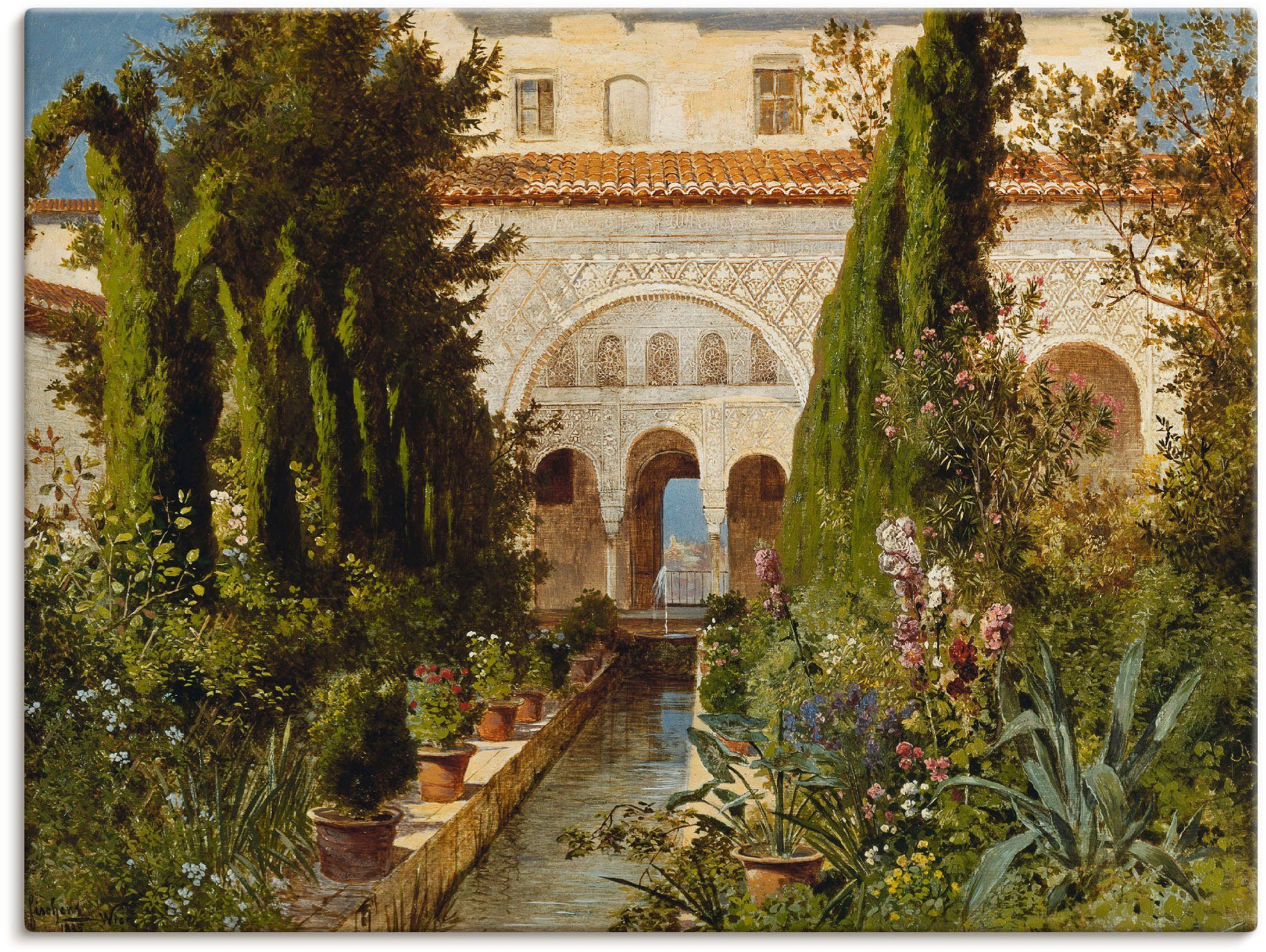 Artland Wandbild Der Garten des Generalife bei Granada, Garten (1 St), als Leinwandbild, Wandaufkleber oder Poster in versch. Größen