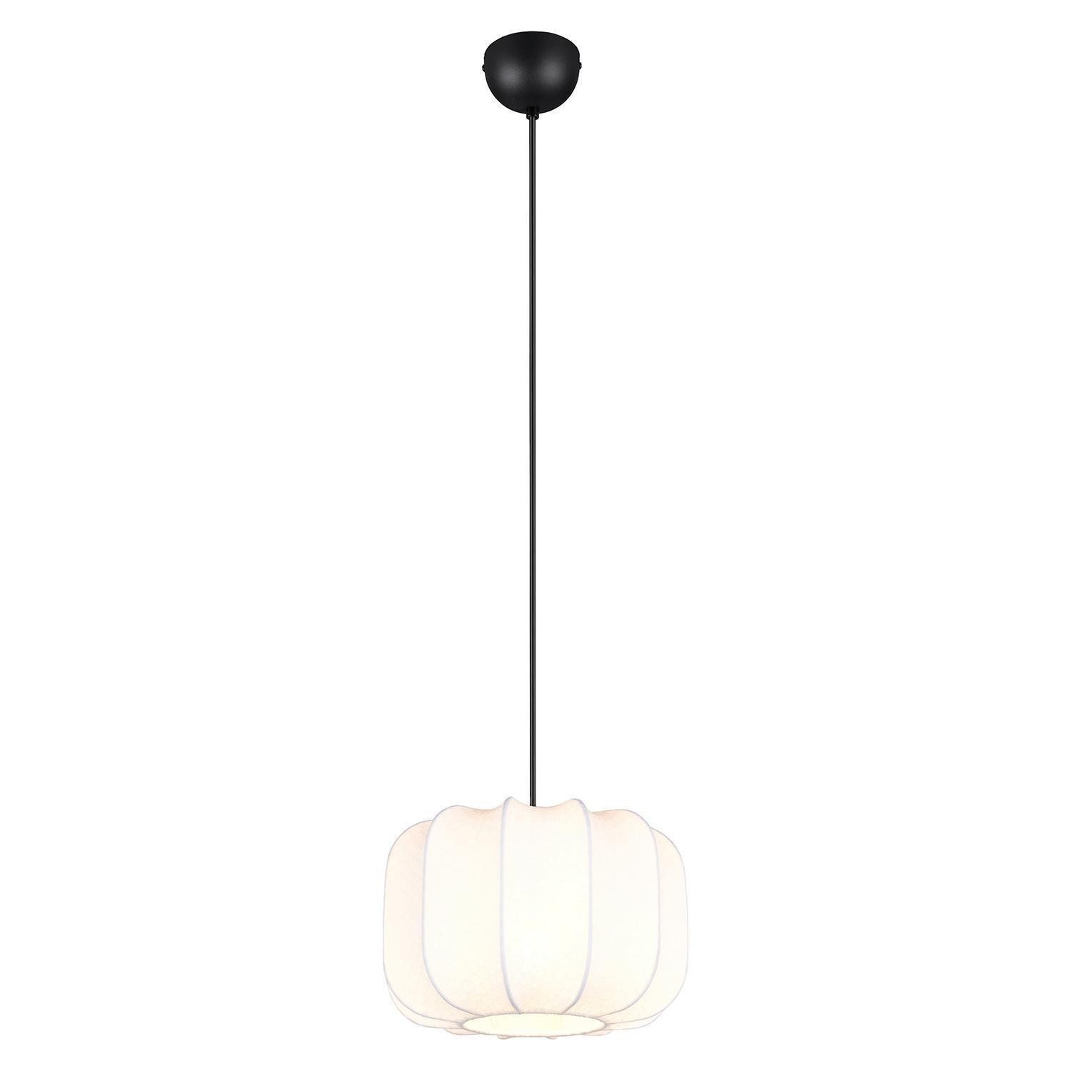 Reality Leuchten Pendelleuchte MADELINE, 1-flammig, Weiß, Metall, Stoffschirm, ohne Leuchtmittel, Höhenverstellbar, Ø 25 x H 150 cm