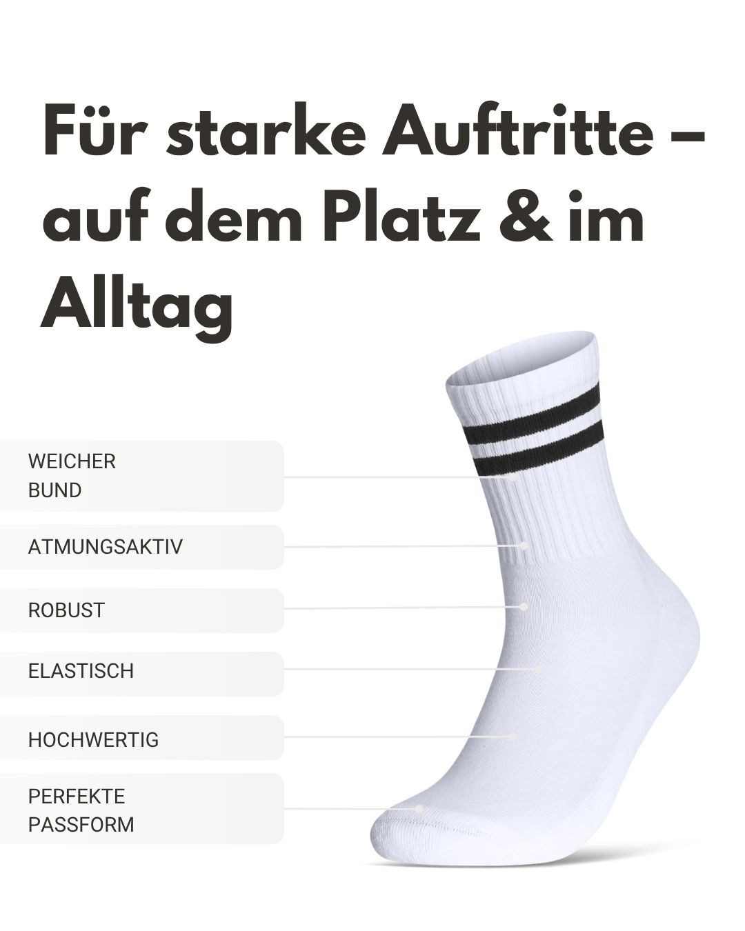 sockenkauf24 Tennissocken Herren Sportsocken Premium Retro Crew Socken mit Komfortbund (6-Paar) verstärkte Ferse & Fußspitze, gepolsterte Sohle, gekämmte Baumwolle