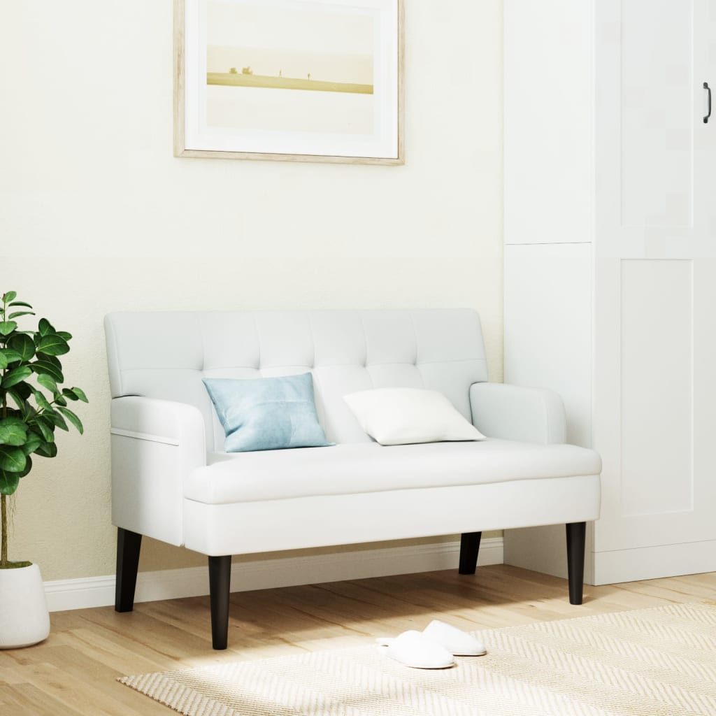 vidaXL Sitzbank, Sitzbank mit Rückenlehne Weiß 112x65,5x75 cm Kunstleder