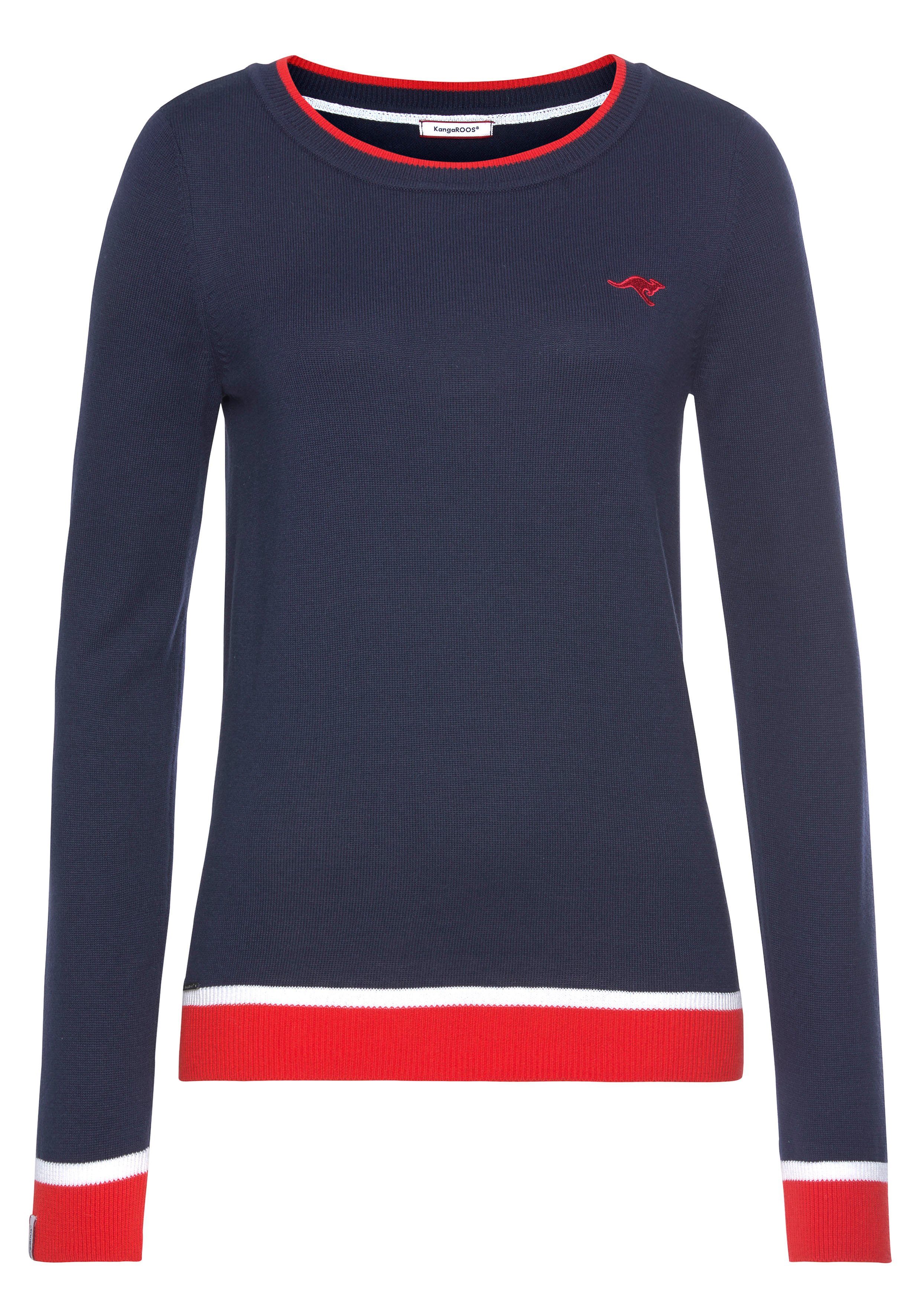 KangaROOS Rundhalspullover mit kontrastfarbenem Saum. Reduzierter Preis € 29,99. Unverbindliche Preisempfehlung € 38,99, (€ 29,99 pro 1 Stk)