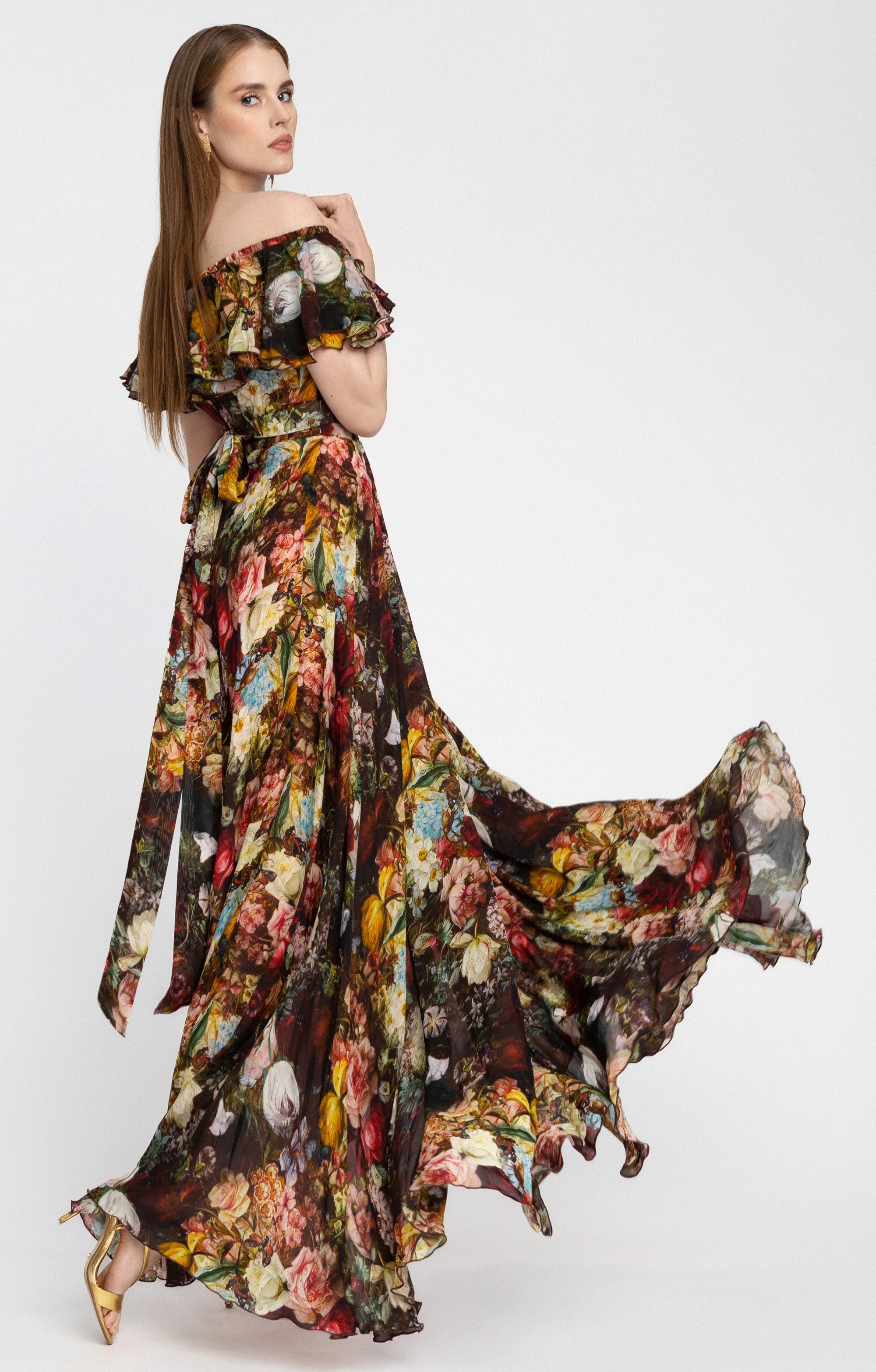 MATSOUR'I Maxikleid Margo mit Volant, bodenlang, Blumenmuster