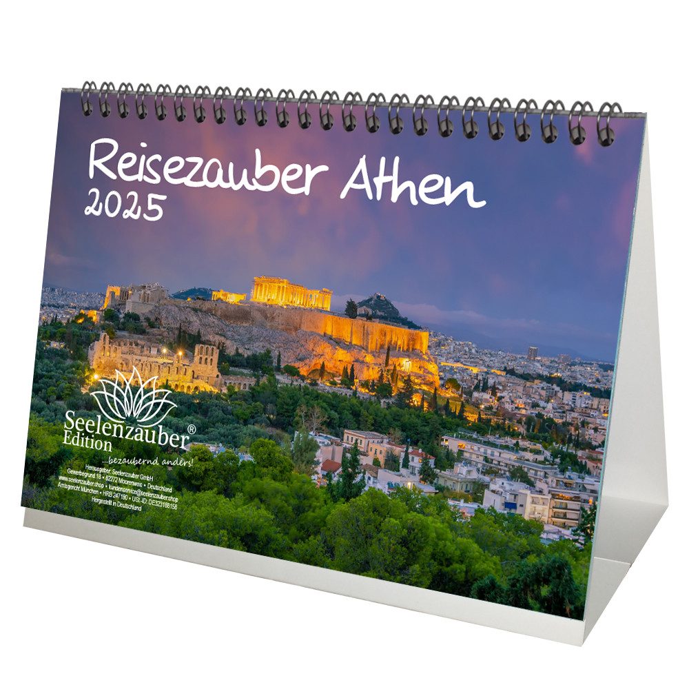 Seelenzauber Tischkalender Reisezauber Athen DIN A5 Kalender für 2025 Griechen Strand Meer