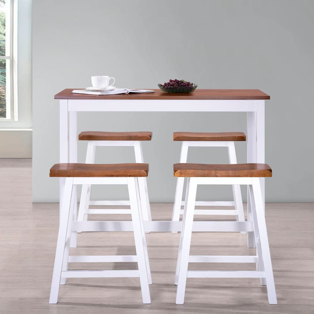 vidaXL Essgruppe Bartisch- und Hocker-Set 5-tlg. Massivholz, (5-tlg)