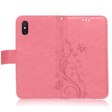 Numerva Handyhülle Bookstyle Flower für Xiaomi Mi 8 / Mi 8 Pro, Handy Tasche Schutzhülle Klapphülle Flip Cover mit Blumenmuster