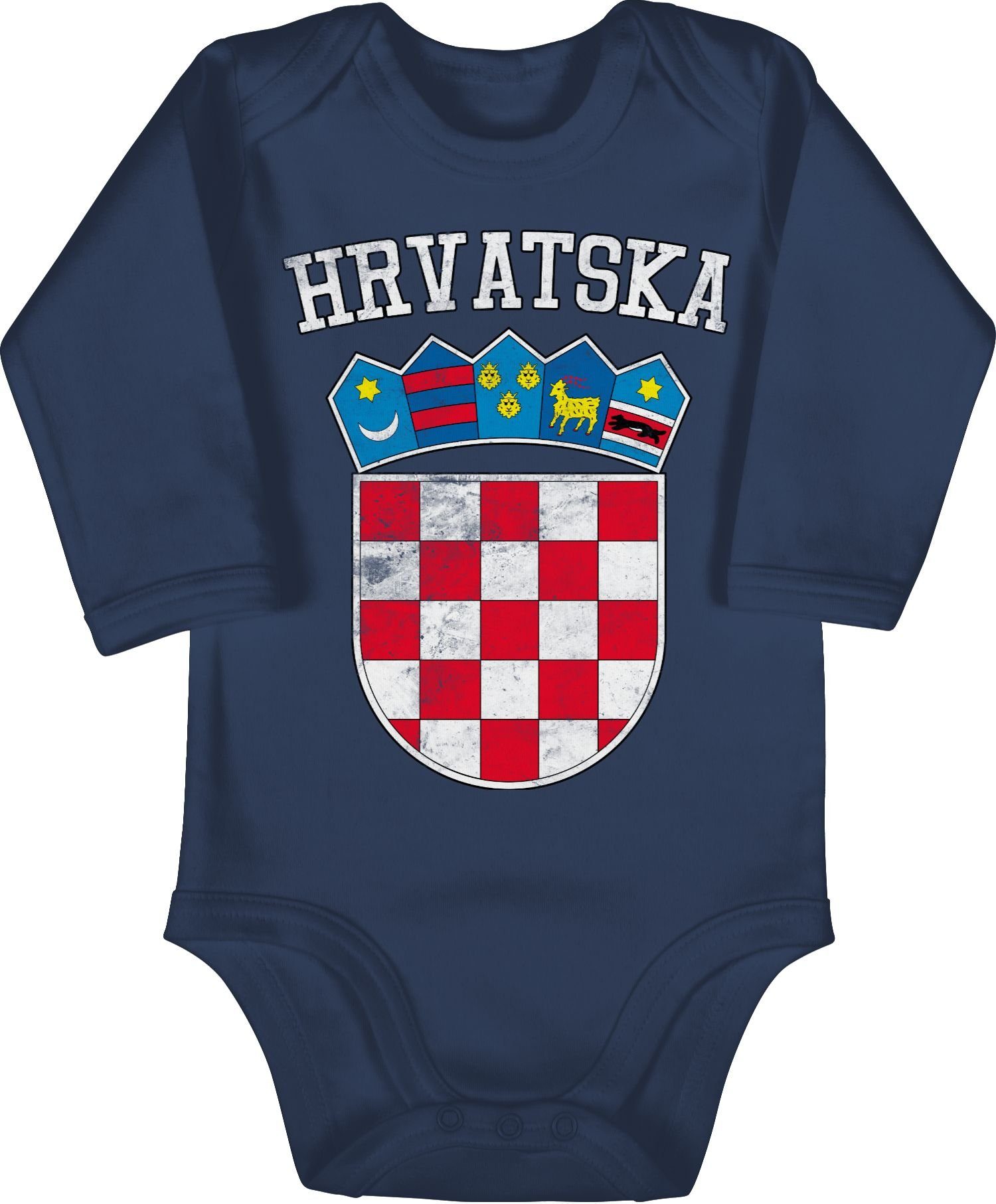 Shirtracer Shirtbody Kroatien Wappen WM Fussball EM 2024 Baby 1 Navy Blau