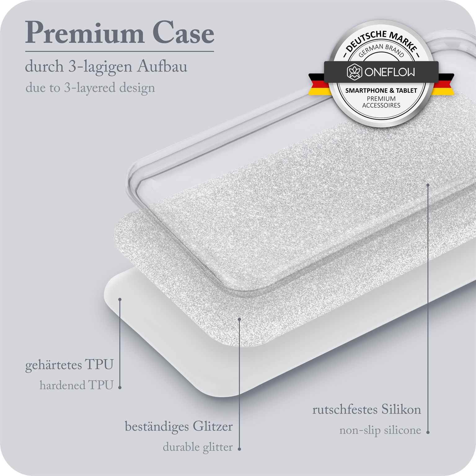ONEFLOW Handyhülle für Samsung Galaxy S24 Plus Glitzer Hülle Glitter Case Silber 6,7 Zoll, Hülle Glitzernd Dünne Schutzhülle mit Kameraschutz Frauen Glitzerhülle