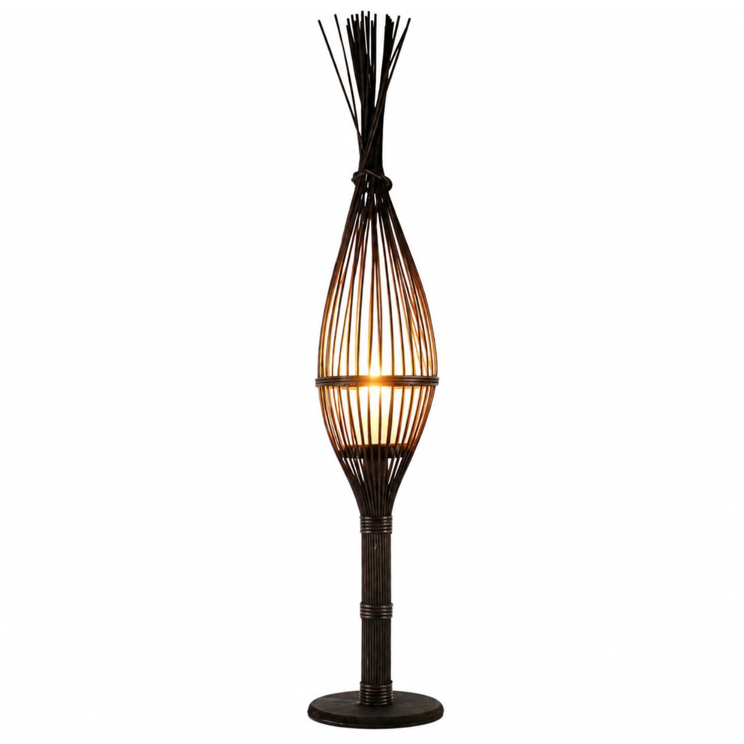 Marrakesch Orient & Mediterran Interior Windlicht Windlicht Freek Braun 110 cm Rattan Holz Laterne Boho Deko Wohnraum (1 St), Handarbeit