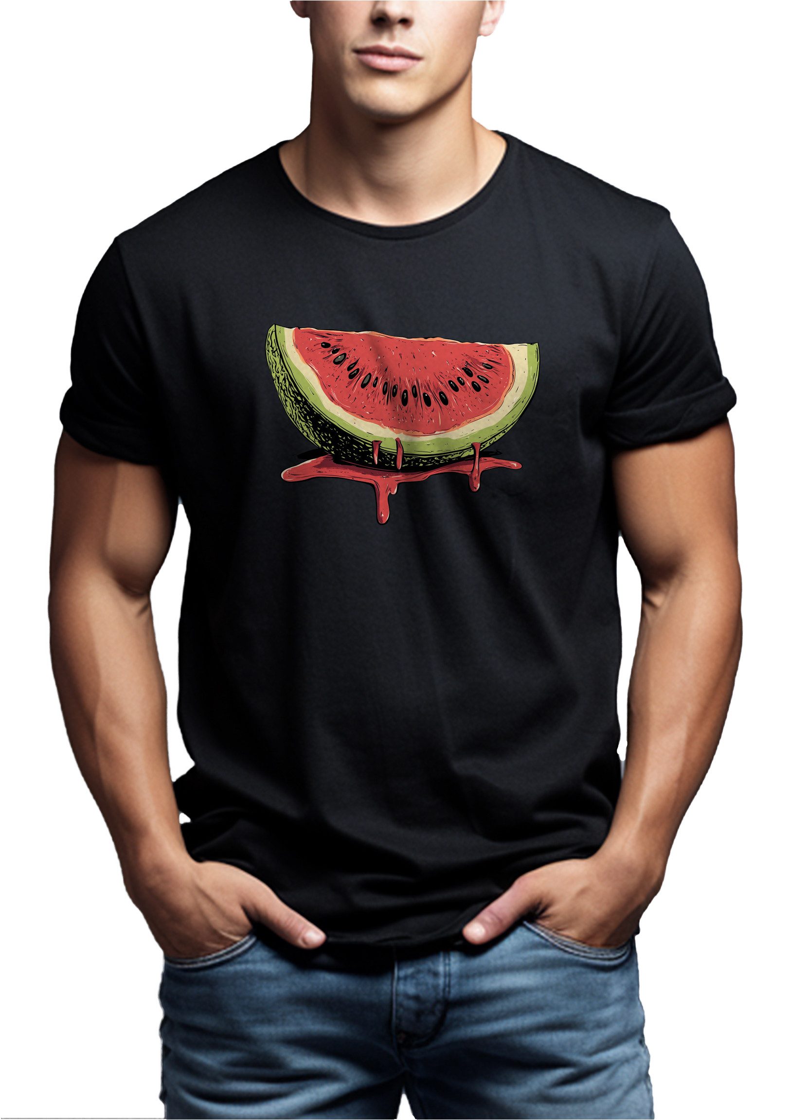 MAKAYA T-Shirt mit Wassermelone Melonen Print Watermelon Aufdruck Herren (S günstig online kaufen