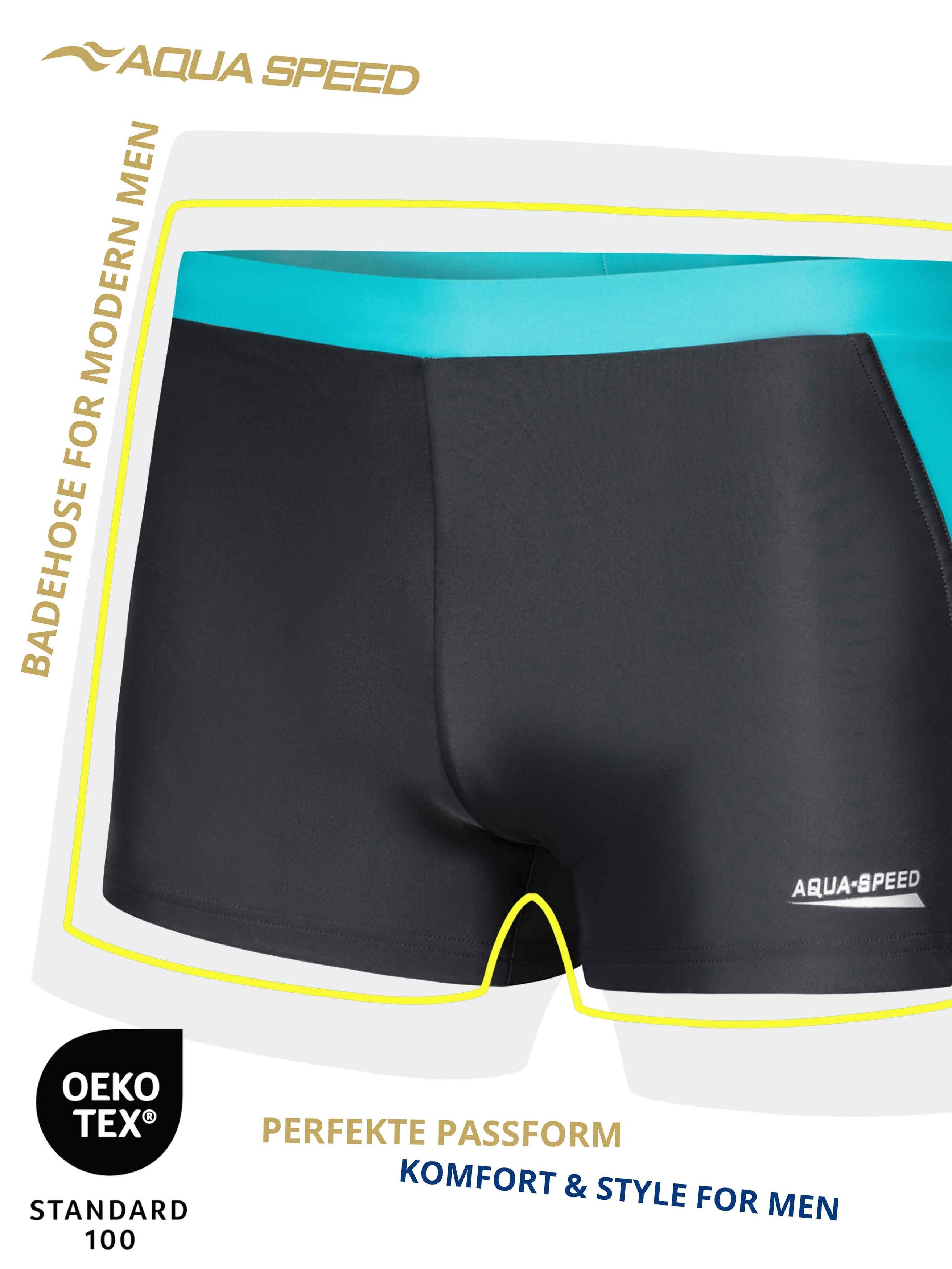 Aqua Speed Badehose für Herren Dario Schwimmhose eng Stretch Grau Türkis XL günstig online kaufen
