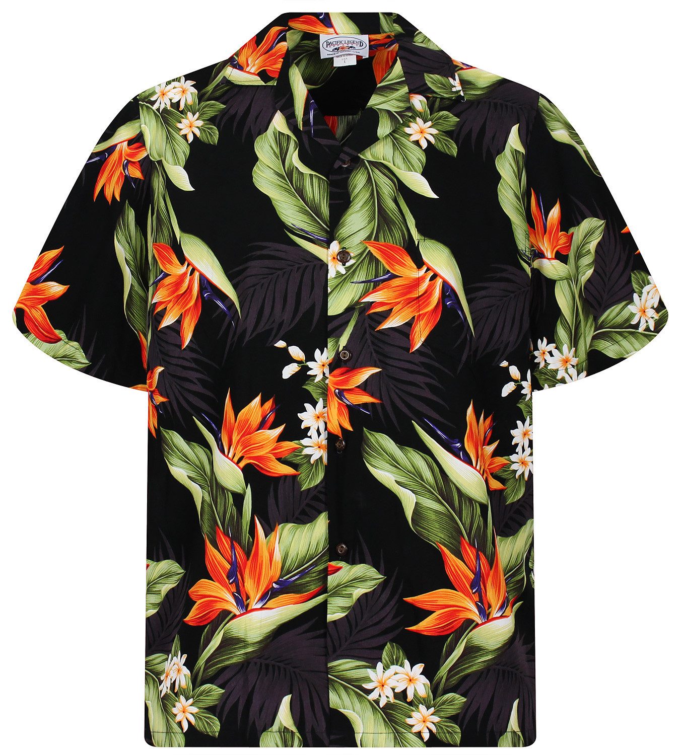 Pacific Legend Hawaiihemd "Strelitzie" Herren Kurzarm Baumwolle Kokosknöpfe Original Hawaii