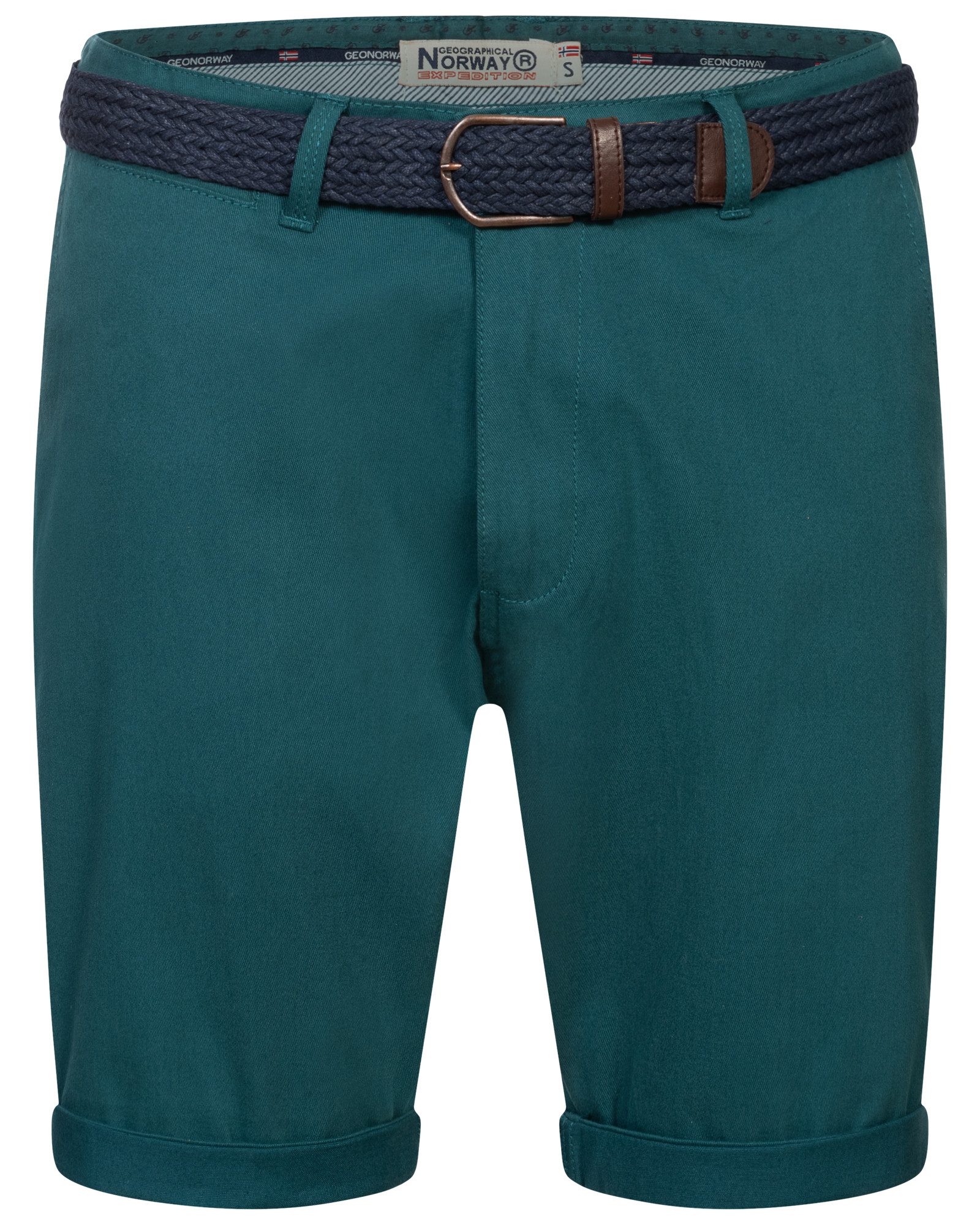 Geographical Norway Bermudas Chino Shorts kurze Hose Bermuda Knielang Stoff bequem mit Gürtel short – Bild 2 von 5