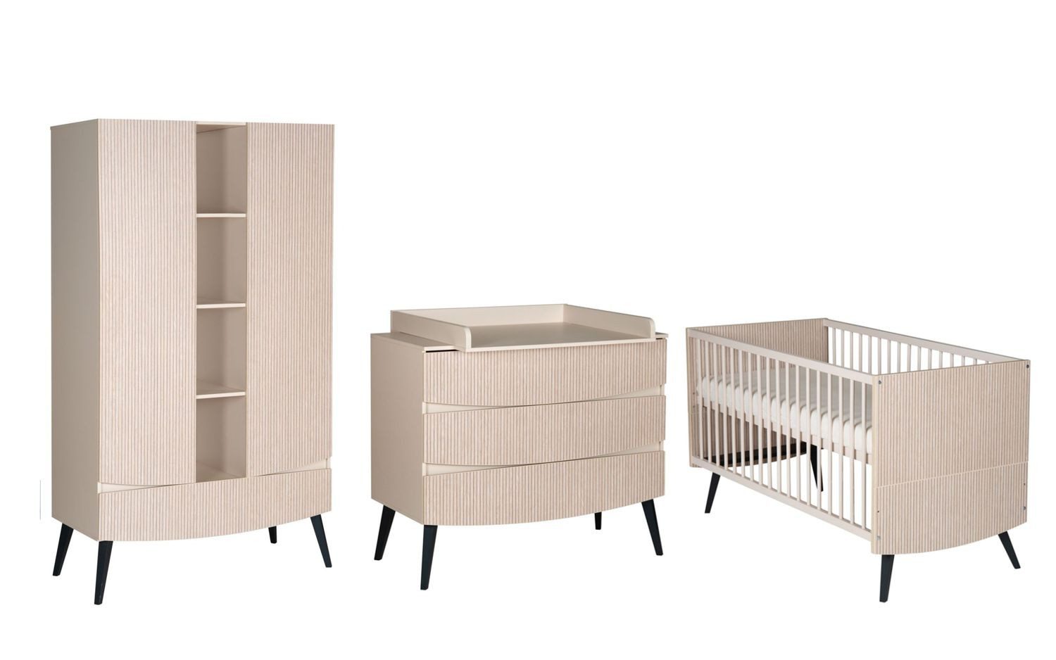 Schardt Babyzimmer-Komplettset 3-tlg Kinderzimmer Smile mit Schrank 2 Türen und Mittelregal