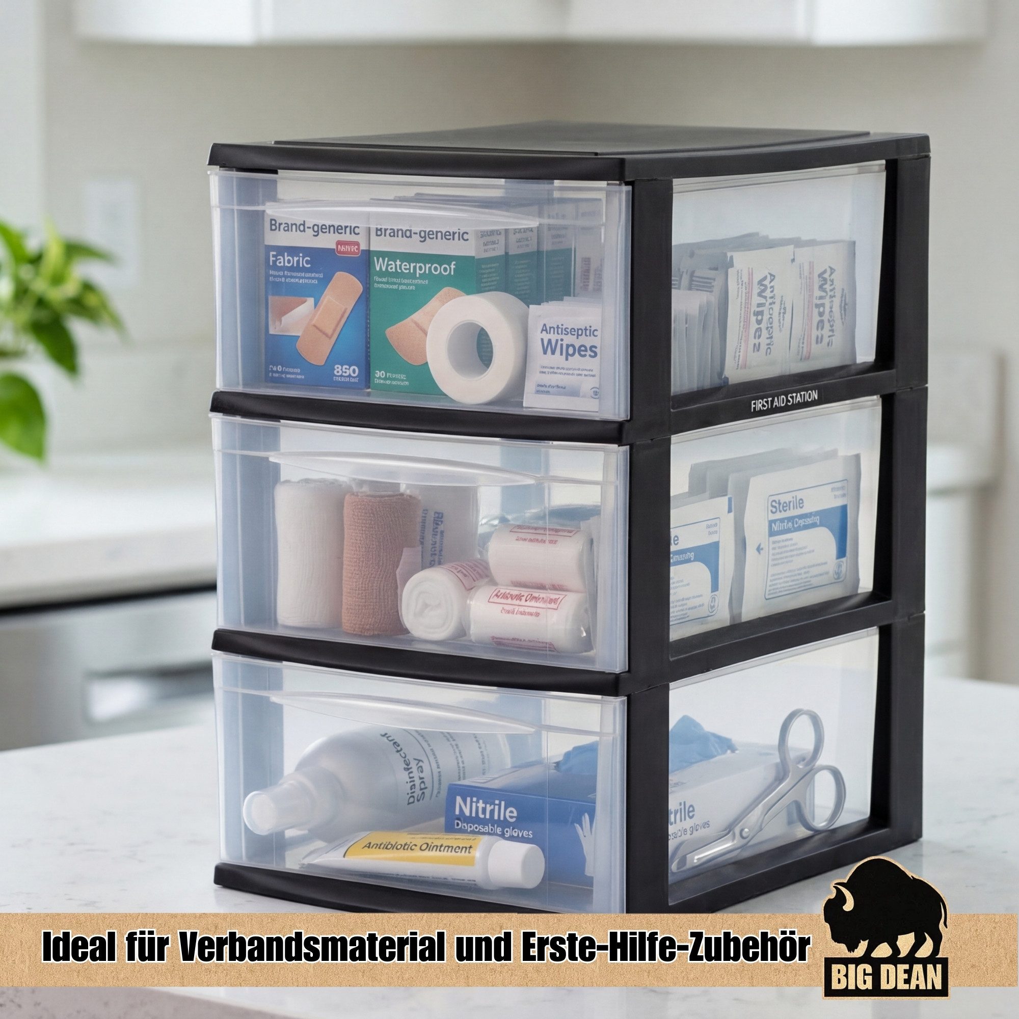 BigDean Schubladenbox A4 Schreibtisch Organizer Transparent mit extra hohen Schubladen, (Box-Set, 1-St., Schubladenbox), Stapelbare Konstruktion, transparente S – Bild 4 von 5