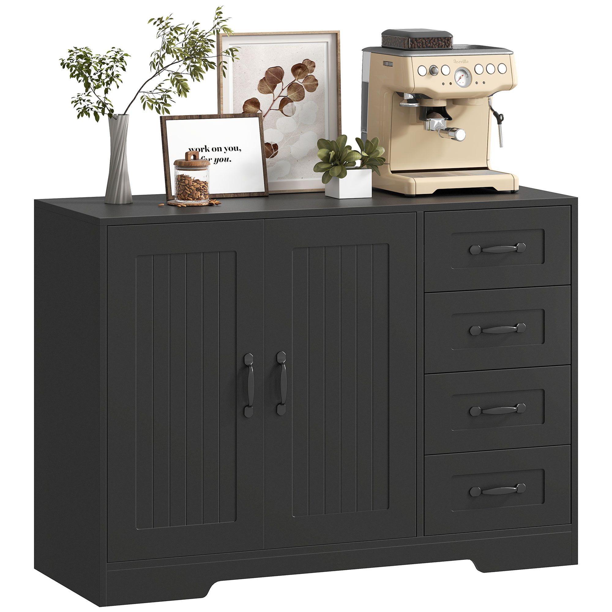HOMCOM Sideboard Beistellschrank mit 4 Schubladen, günstig online kaufen