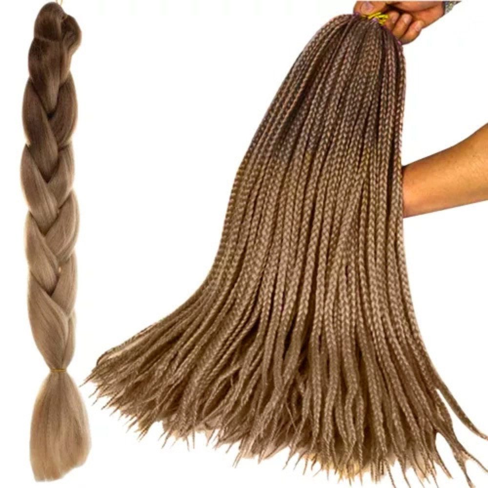 soulima Kunsthaar-Extension Haarverlängerung Ombre Zopf, 60 cm lang, dicht verarbeitet, mattes Finish für natürlichen Look