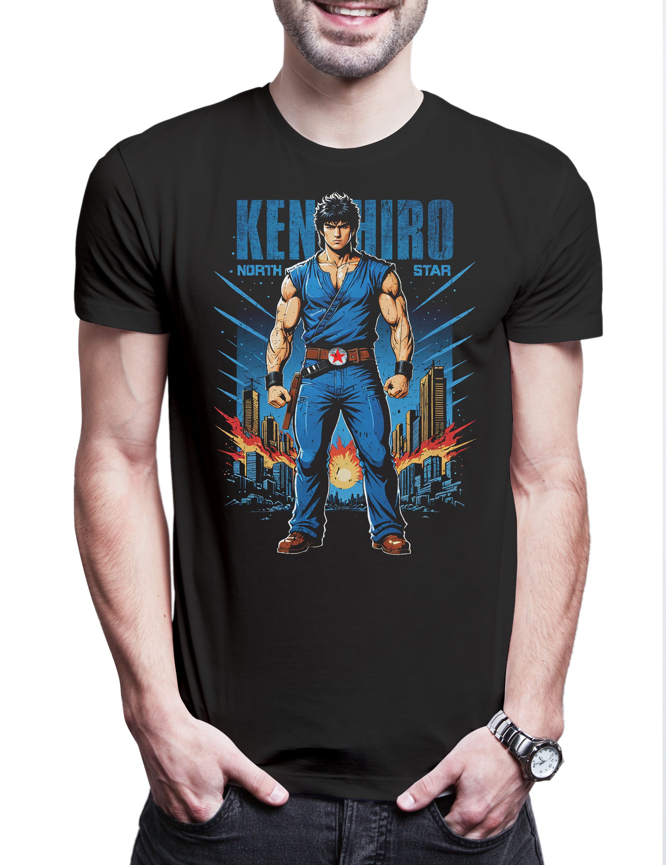 Print-Shirt Fist Kenshiro Herren T-Shirt No Of The Hokuto Ken North Star Raoh Toki