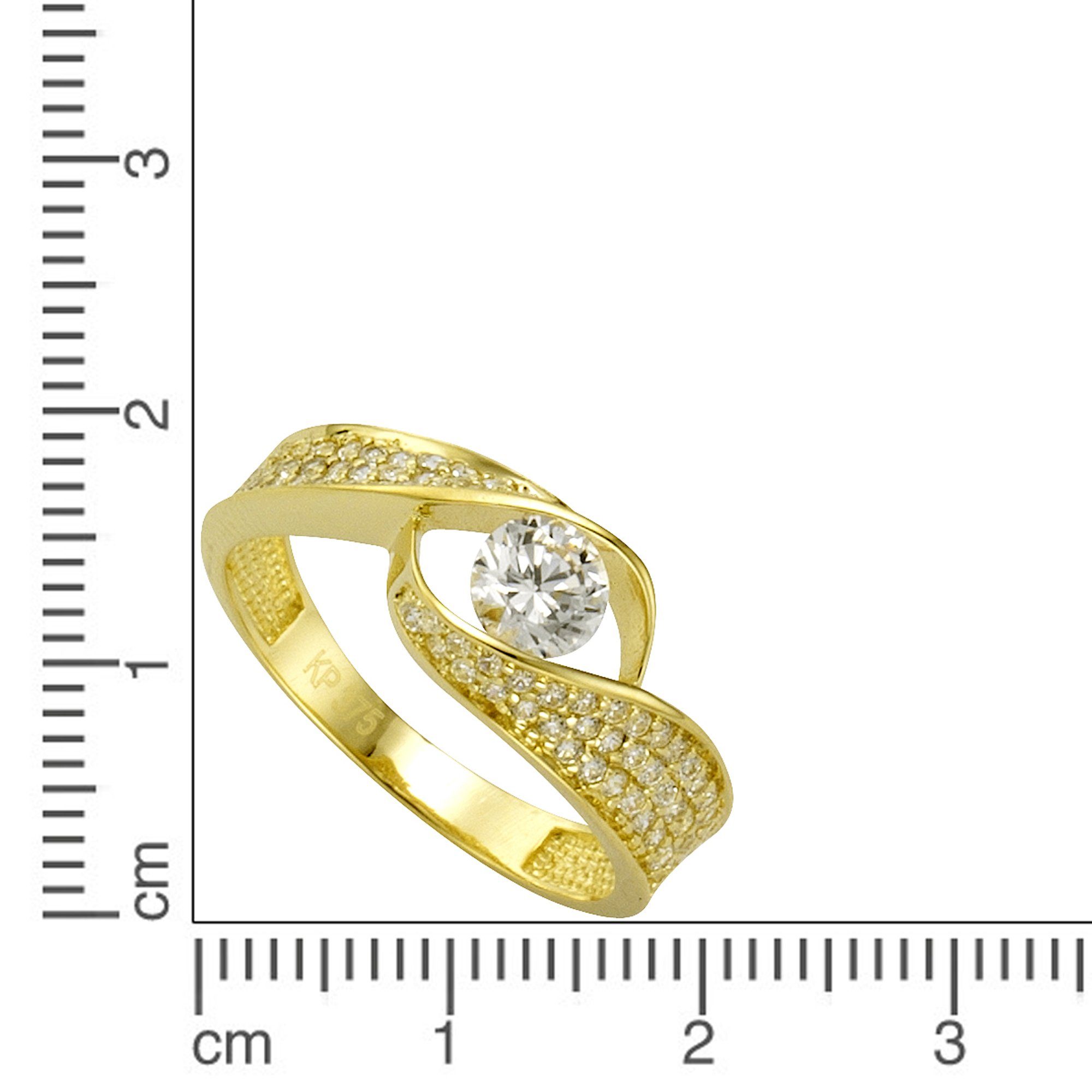CELESTA Fingerring Gold mit weiß Zirkonia 375