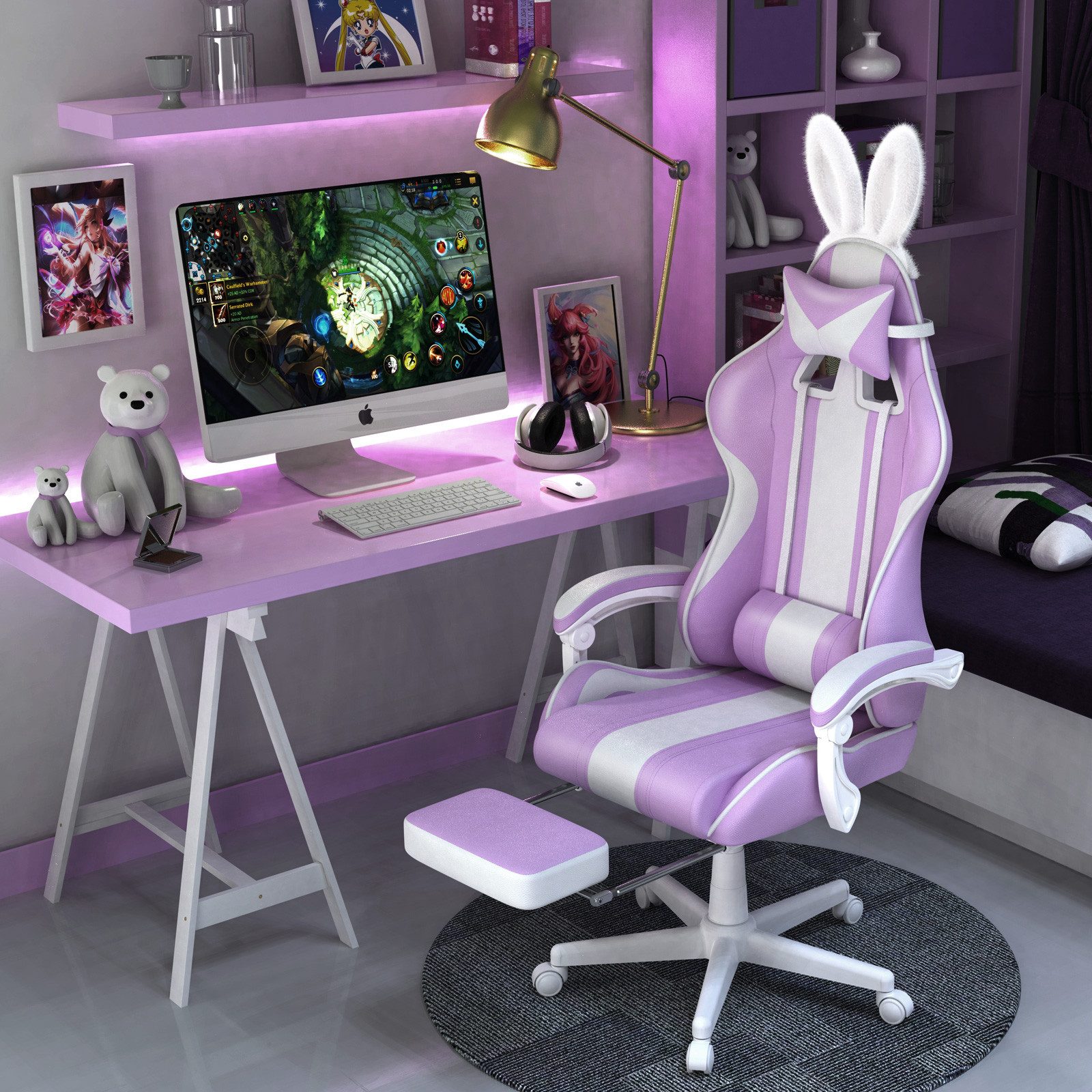Ferghana Gaming Chair Racing PC Stuhl für Office Gaming mit verstellbare Ko günstig online kaufen