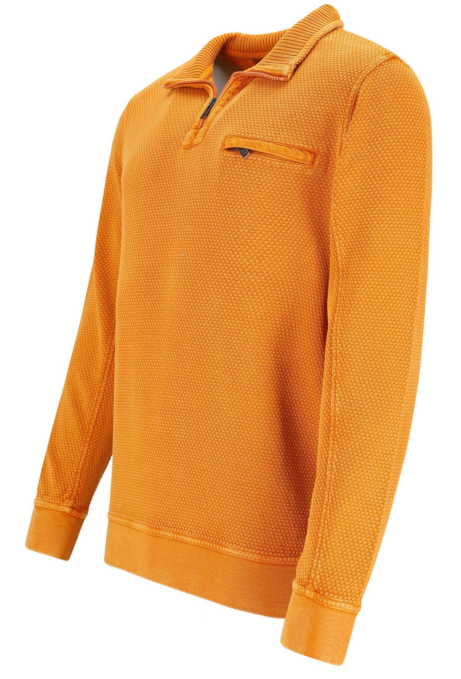 Hajo Sweatshirt Modisches Herren Sweatshirt mit Troyer Kragen (1-tlg) Baumwolle