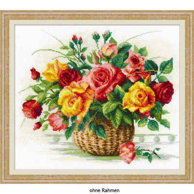 Riolis Kreativset Riolis Stickbild-Set Kreuzstich "Korb mit Rosen", Zählmuster, (embroidery kit by Marussia)