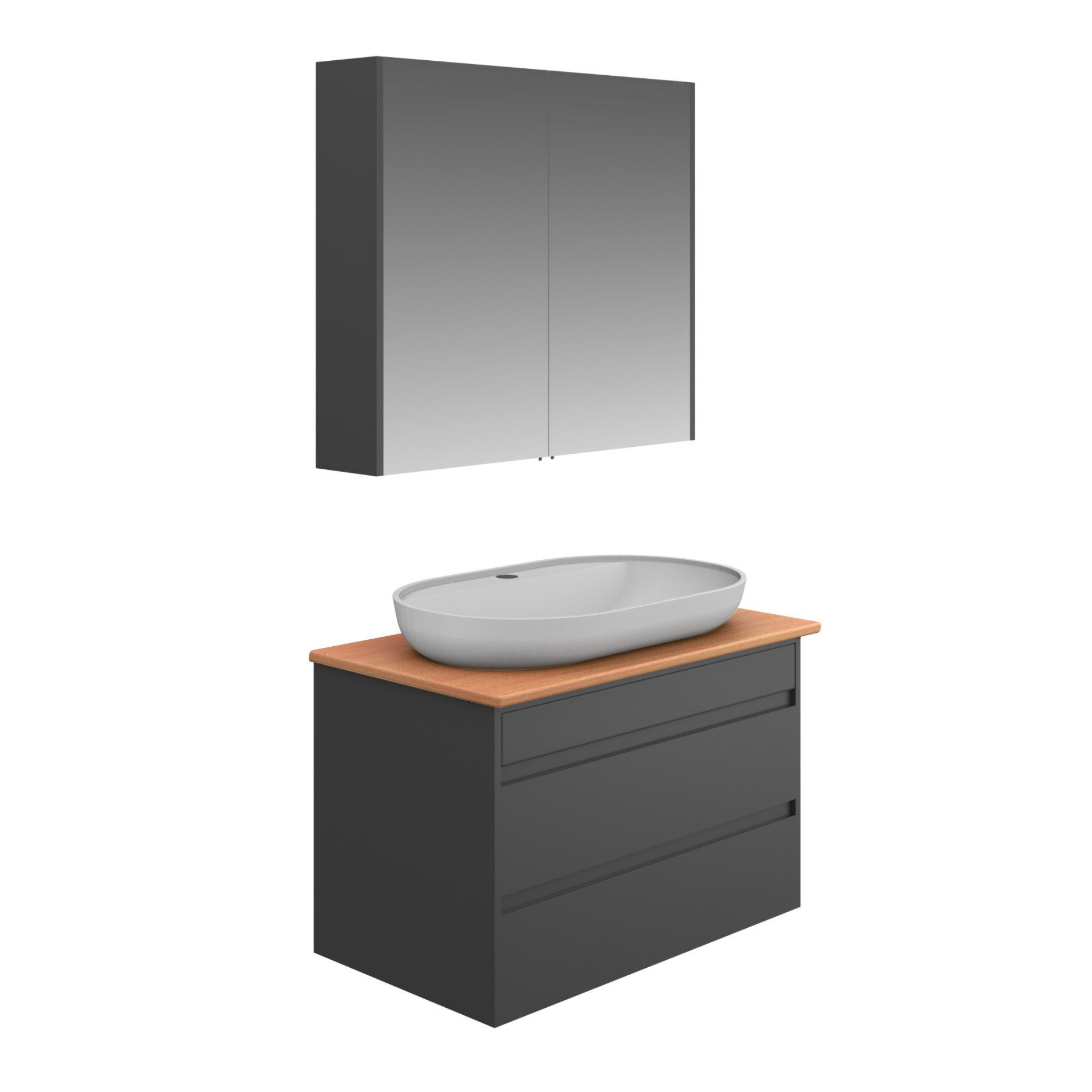 Karen Badmöbel-Set Badmöbel Set Konsole 80 Waschbecken Unterschrank Spiegel günstig online kaufen