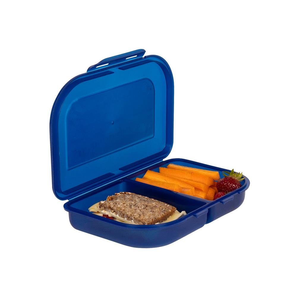 SCHOOL-MOOD® Lunchbox Brotdose blau, mit Namensschild, Frühstücksbox, Brotbox, Brotbüchse
