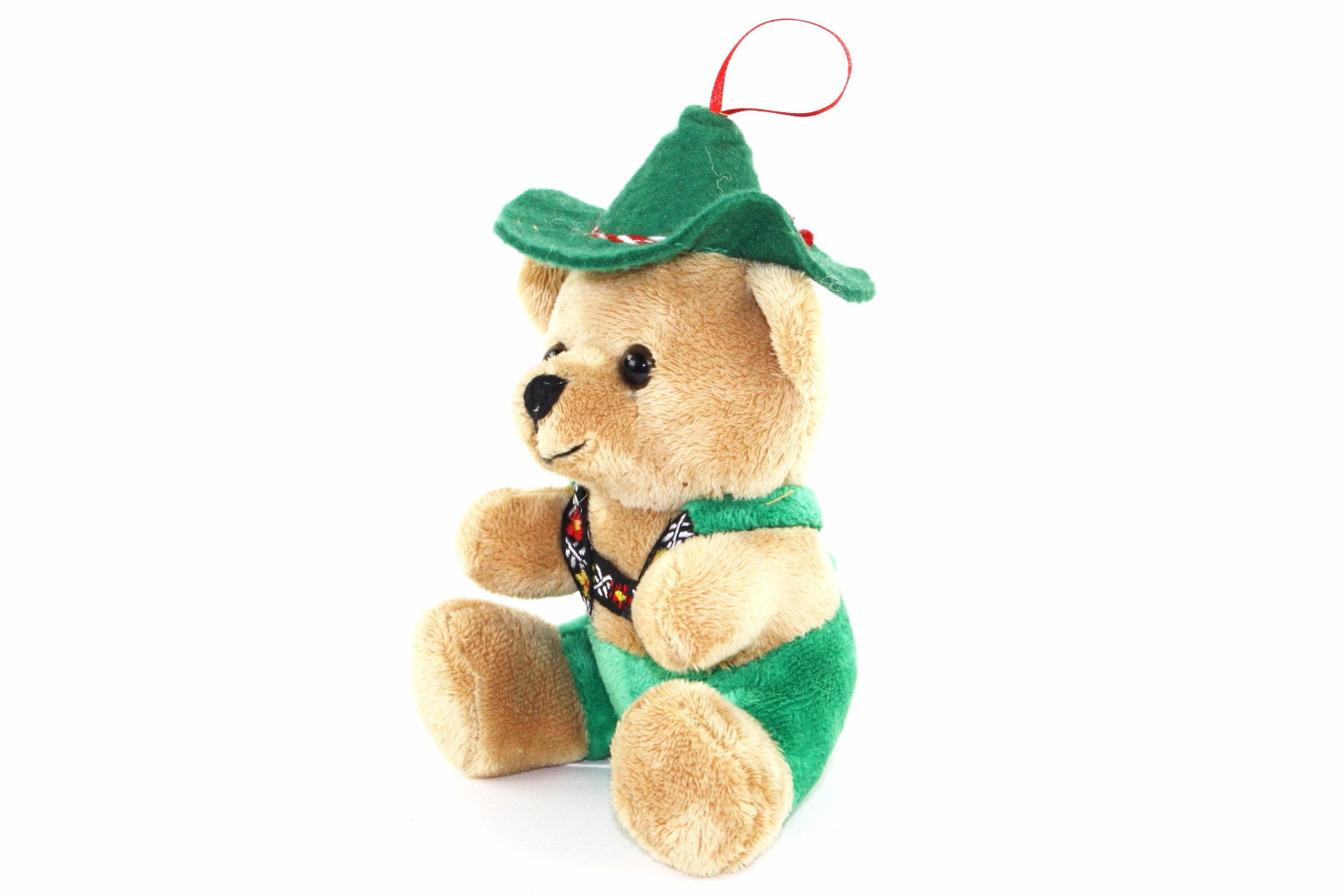 Euro Souvenirs Kuscheltier Trachtenbär Alois 15 cm grün Plüschteddybär Stoffbär (Plüschtier, Stofftier, Stoffteddybär), mit Lederhose und Hut