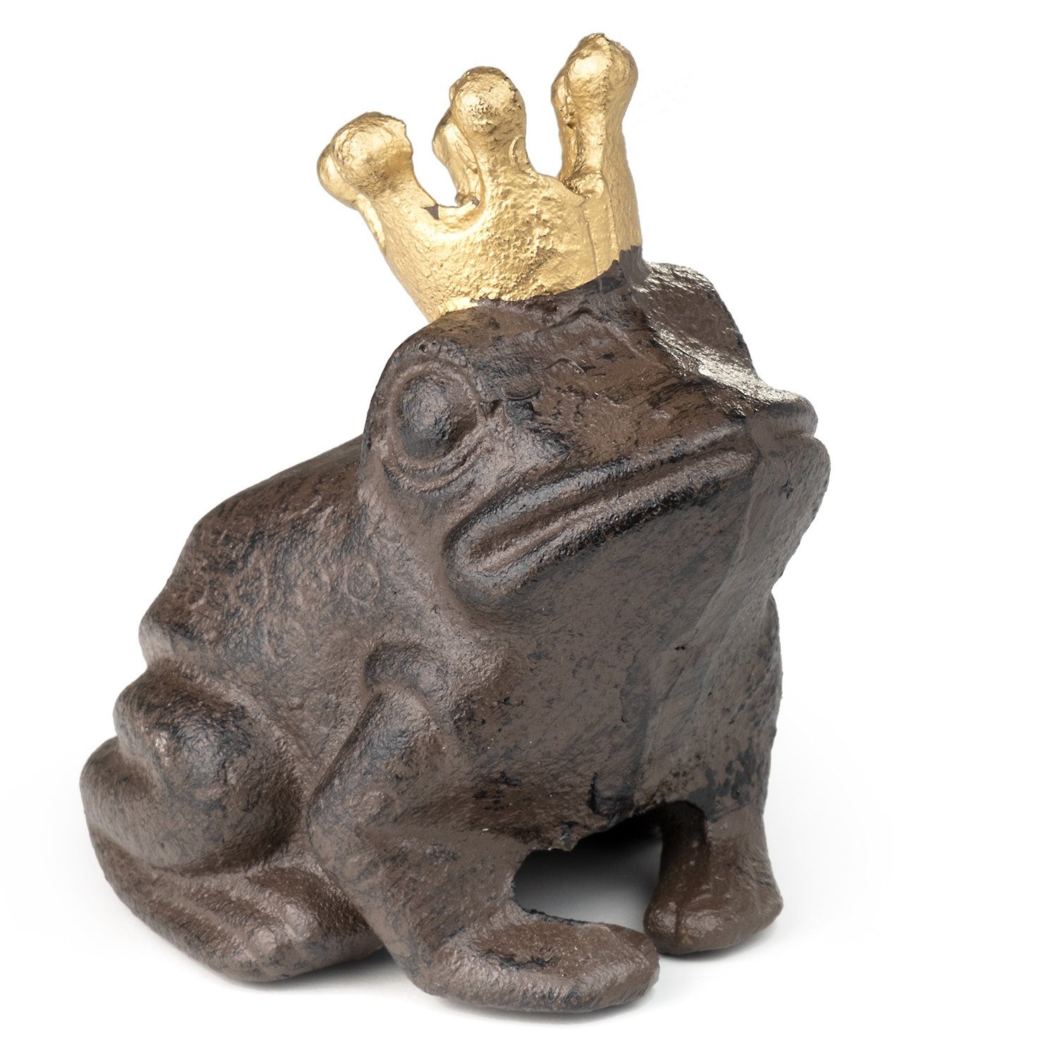 Moritz Dekofigur Froschkönig Figur, Gußeisen Garten Dekoration Gartenfigur Frosch Figur Teich Deko