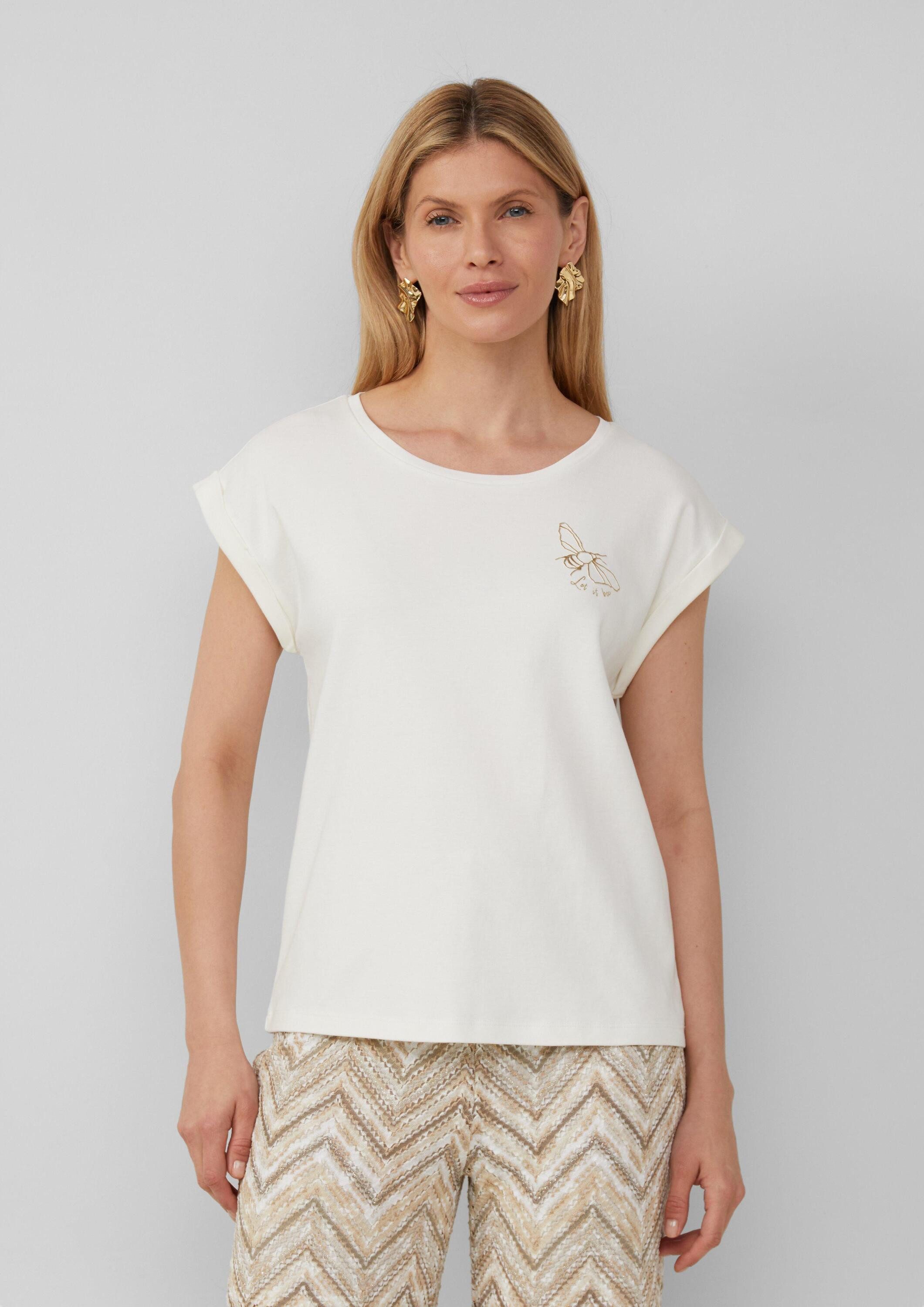 s.Oliver BLACK LABEL T-Shirt, Bianco, 52 Donna