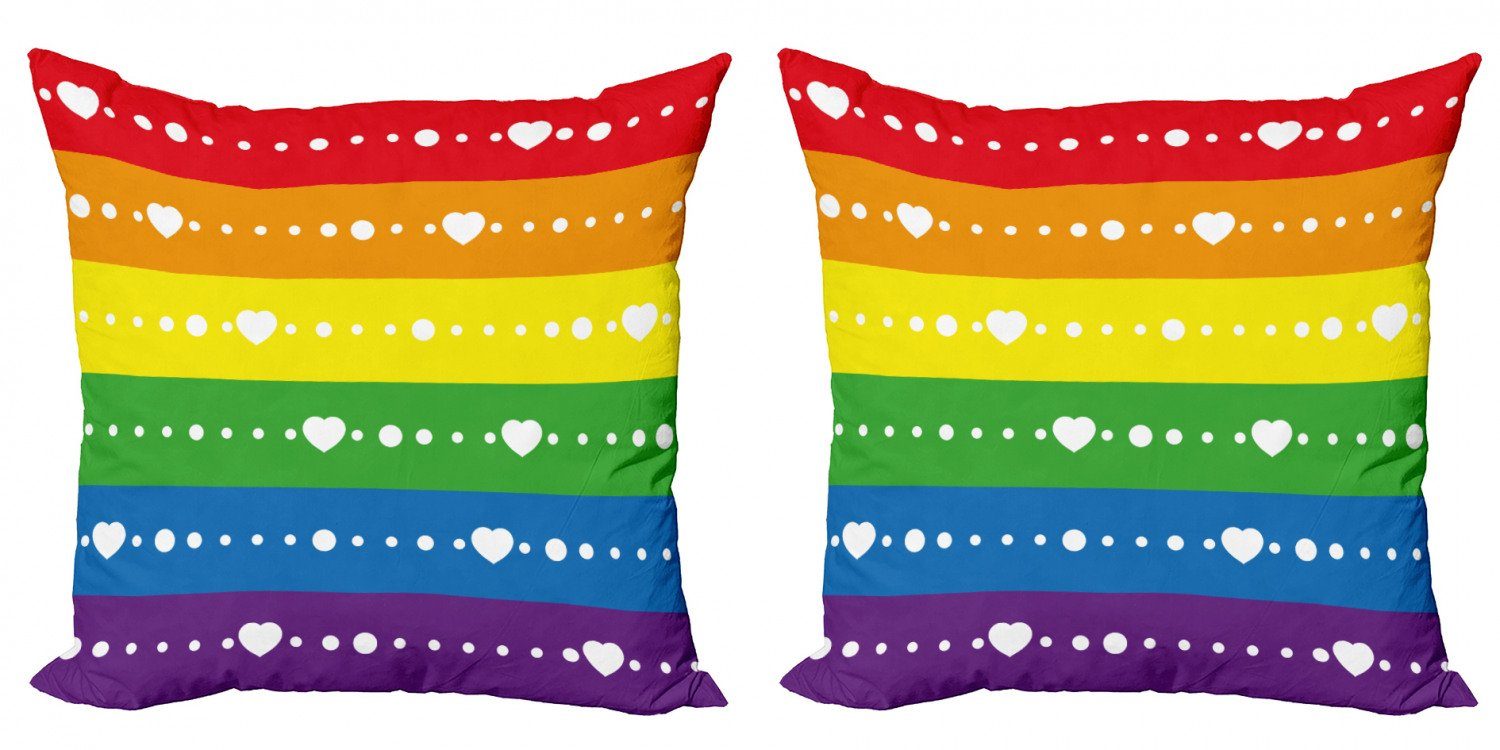 Kissenbezüge Modern Accent Doppelseitiger Digitaldruck, Abakuhaus (2 Stück), Regenbogen Homosexuell Pride Flag Dots