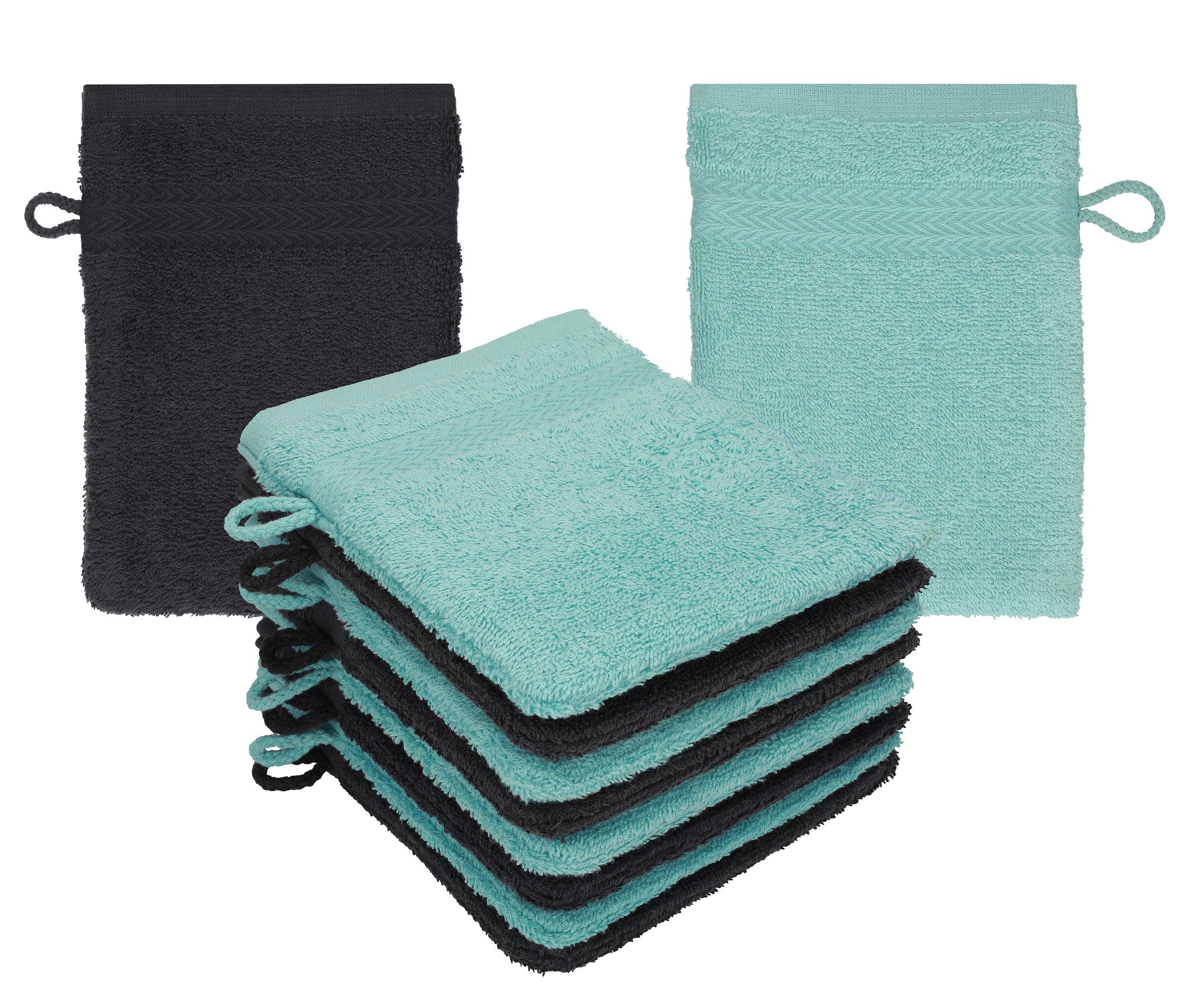 Betz Waschhandschuh 10 Stück Waschhandschuhe Premium 16x21 cm Farbe Graphit - Ocean, (10-St)