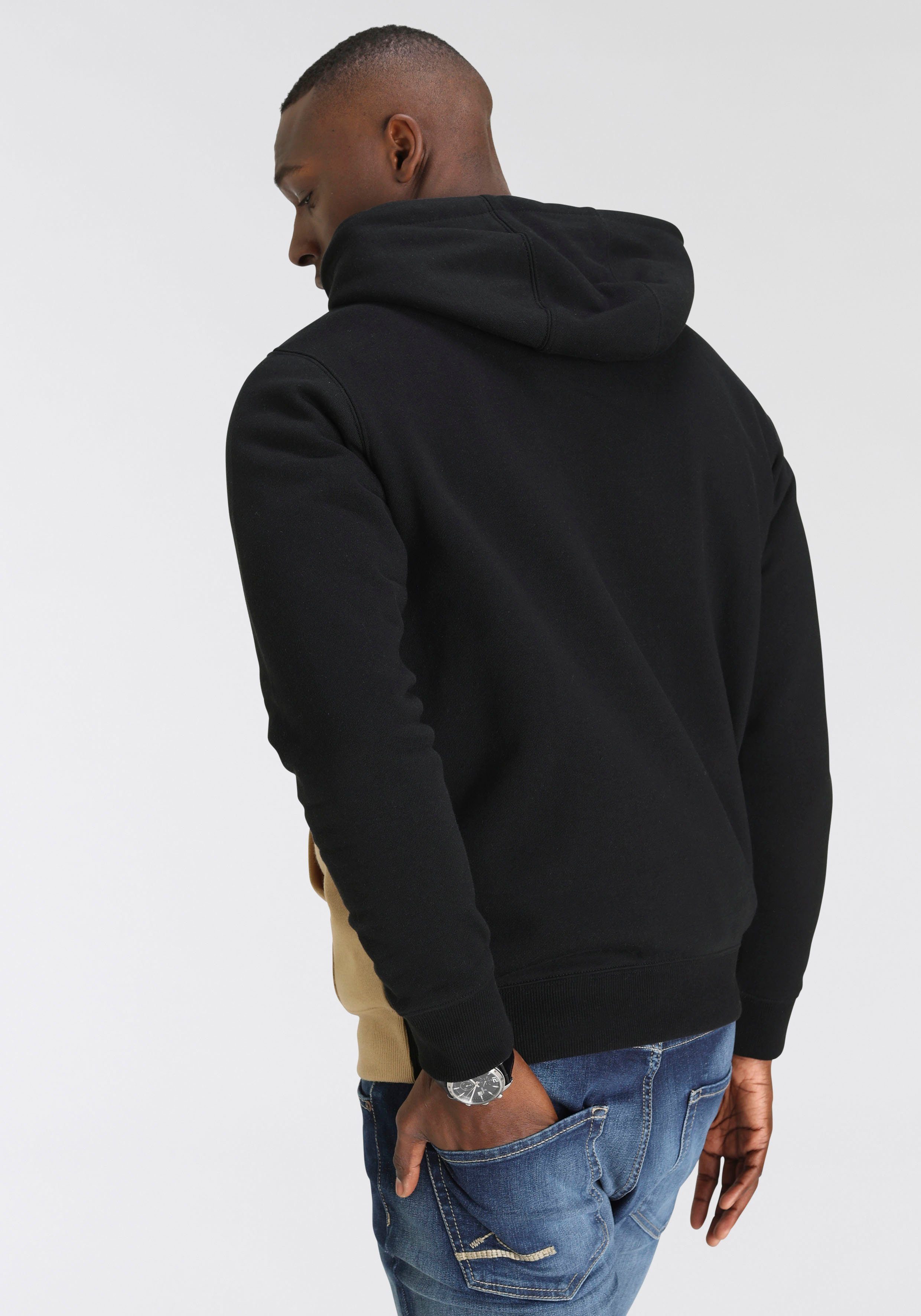 DELMAO Kapuzensweatshirt Langarm, lockere Passform, Colourblocking-Optik, mit Kapuze